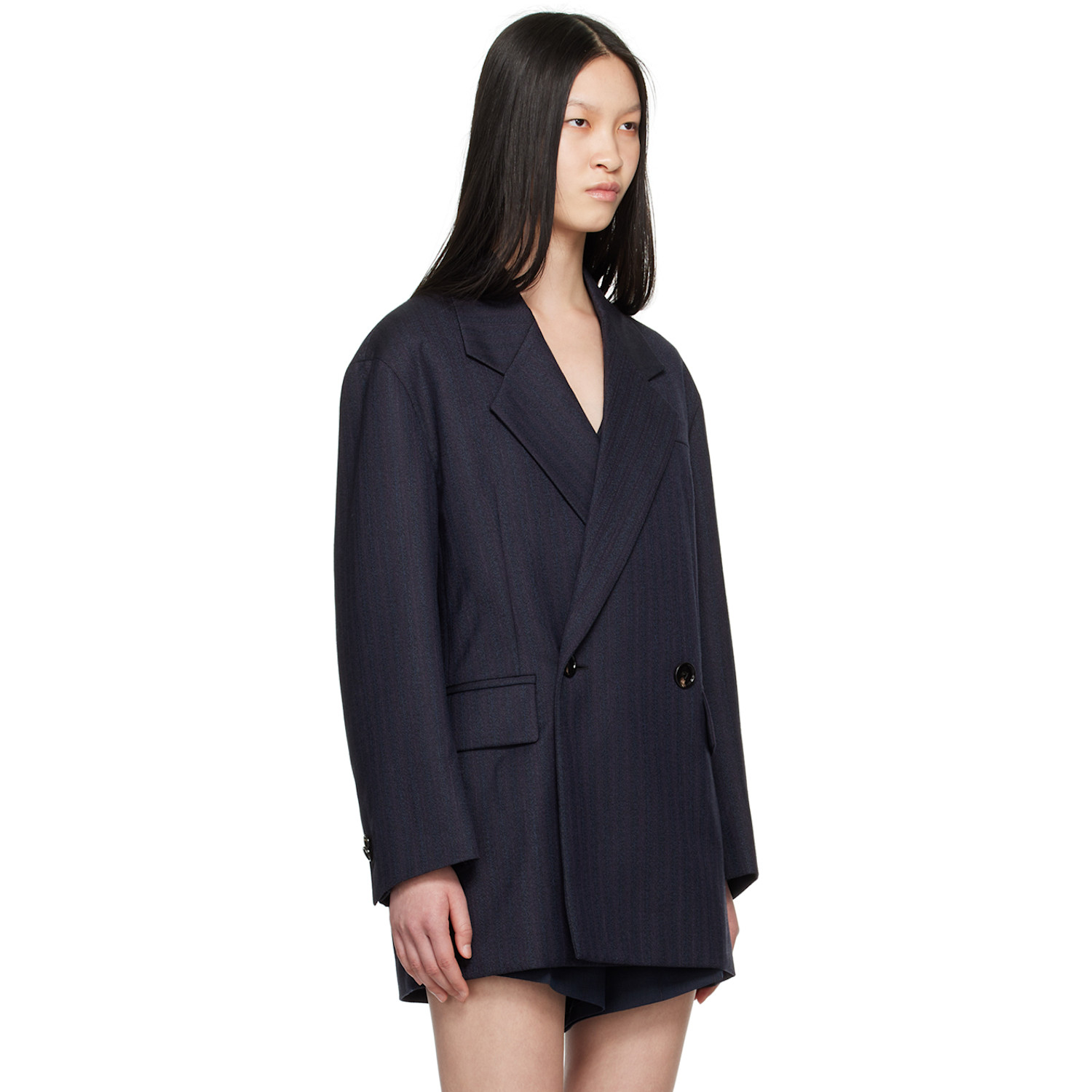  Bottega Veneta Navy Wool Blazer 