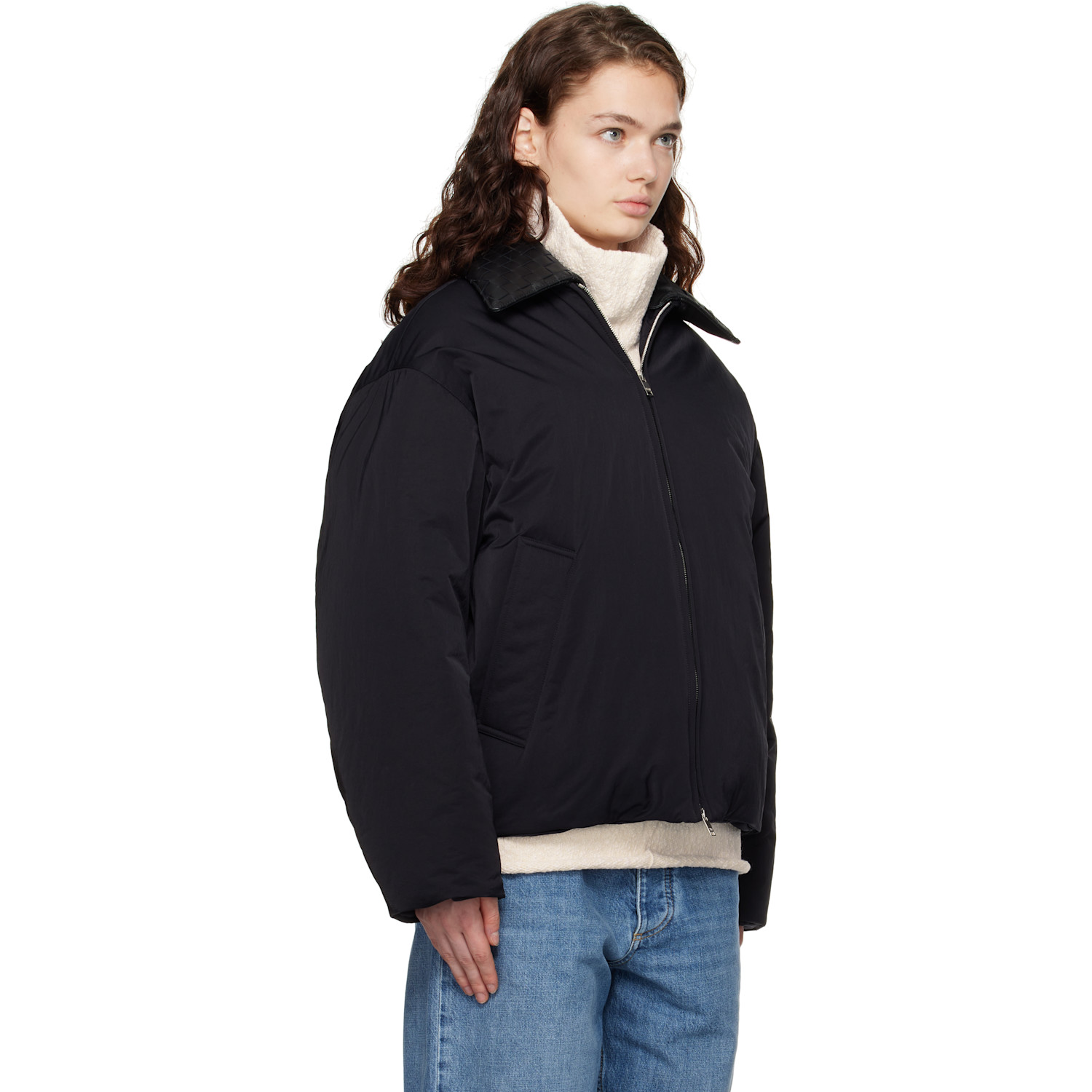  Bottega Veneta Black Tech Nylon Down Jacket 