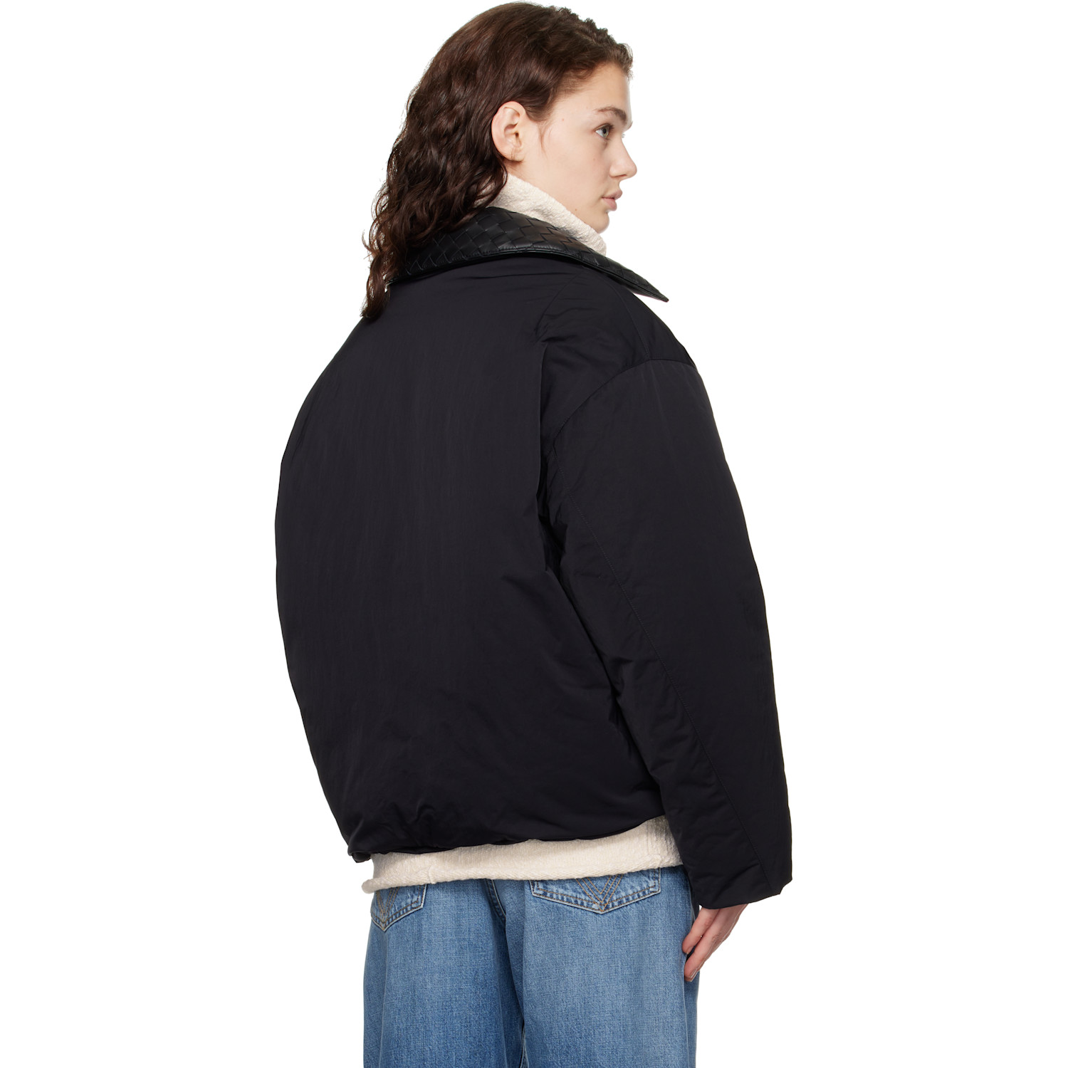  Bottega Veneta Black Tech Nylon Down Jacket 