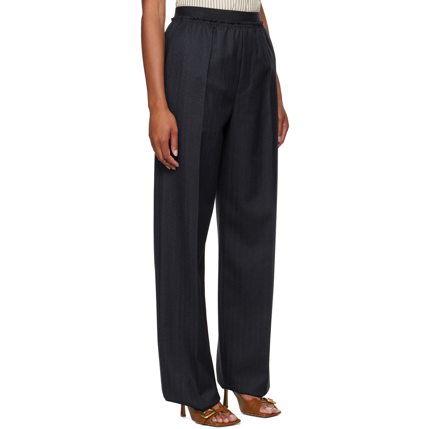  Bottega Veneta Navy Gathered Trousers 