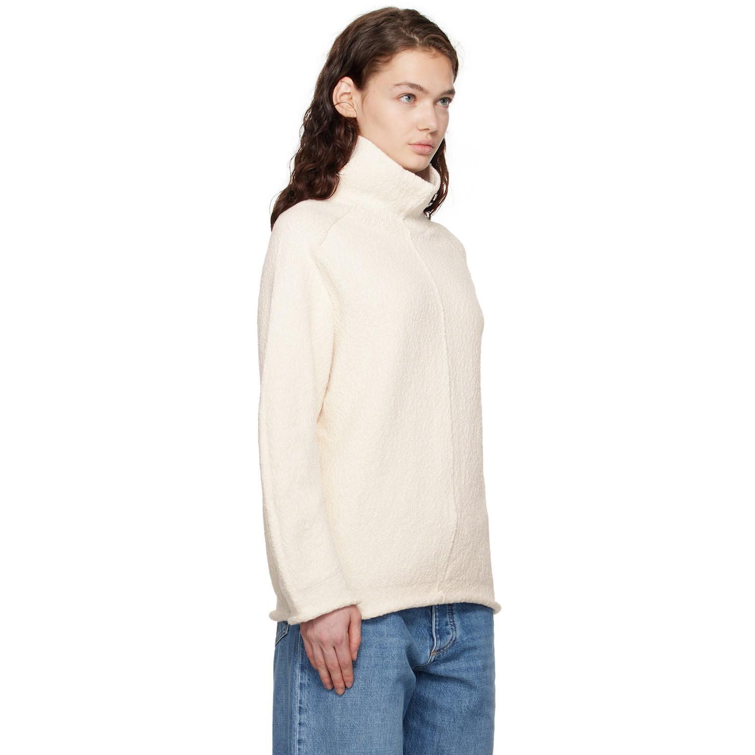  Bottega Veneta Off-white Compact Cotton Turtleneck 