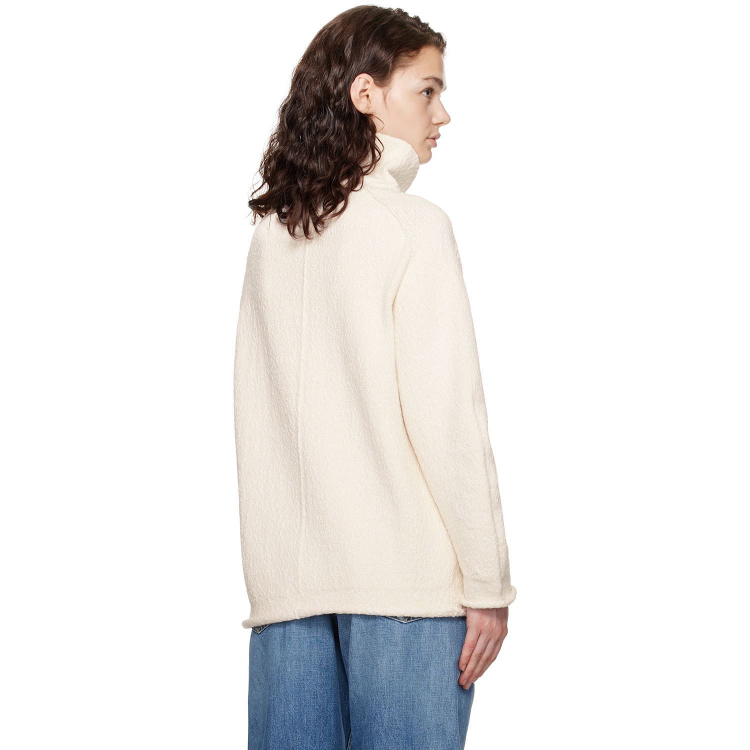  Bottega Veneta Off-white Compact Cotton Turtleneck 