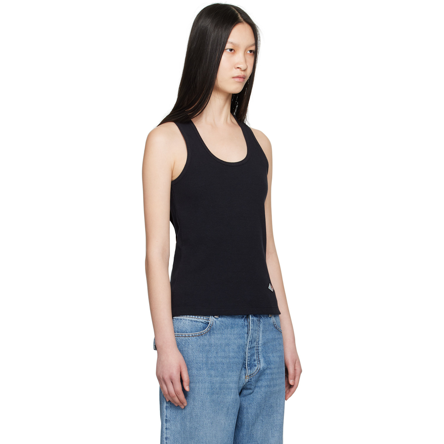  Bottega Veneta Navy Logo Patch Tank Top 