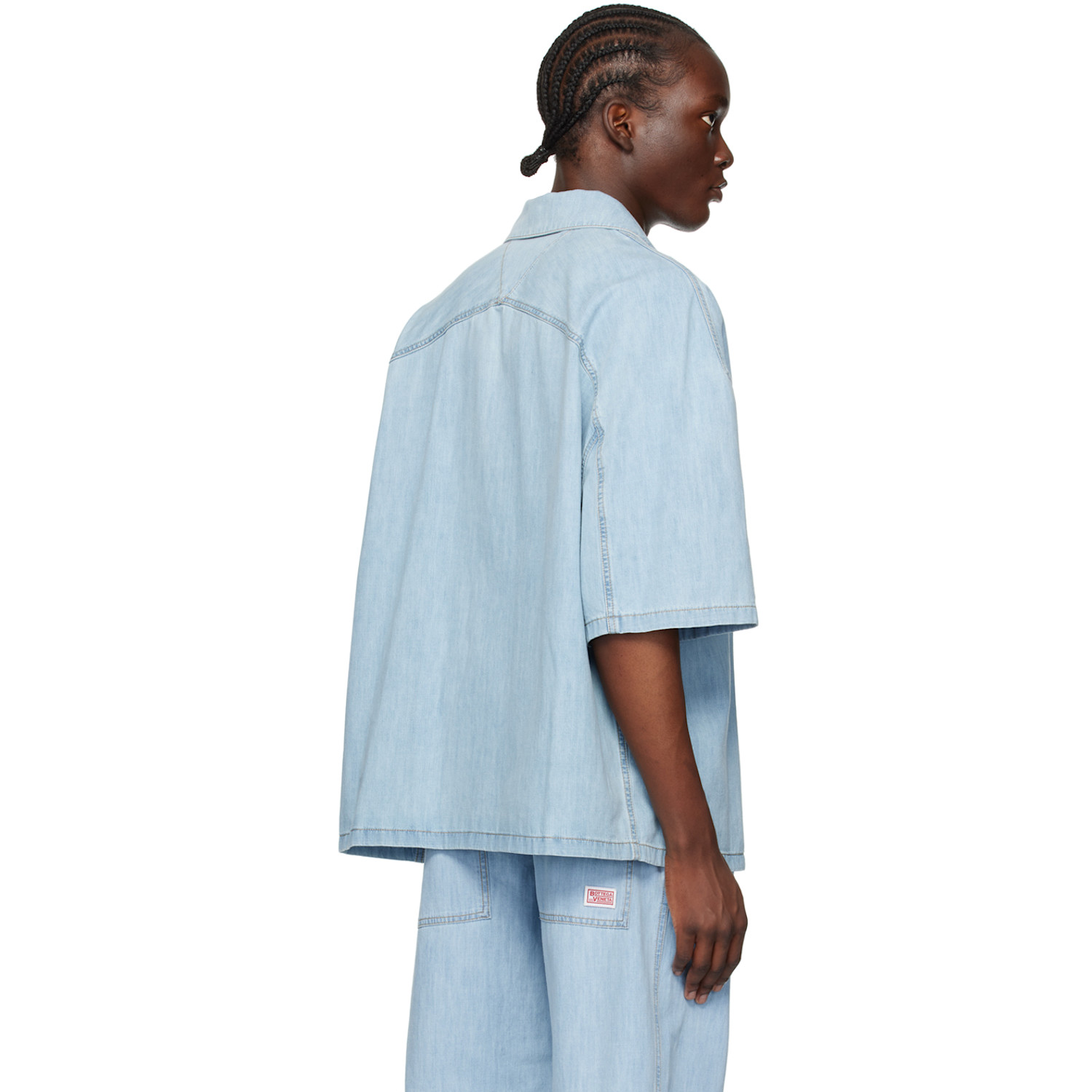 Bottega Veneta Blue Light Bleached Denim Shirt 