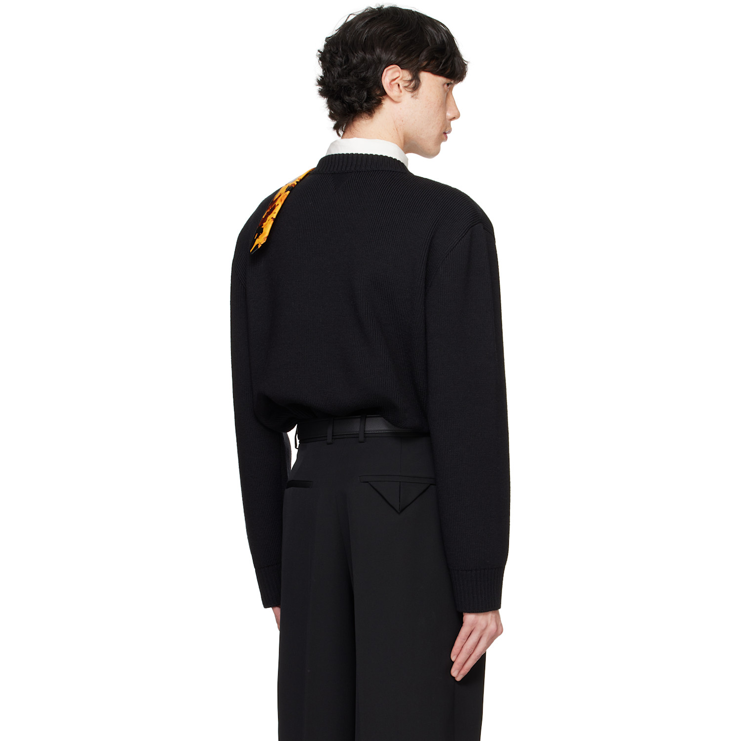  Bottega Veneta Black Classic Wool Tailored Sweater 
