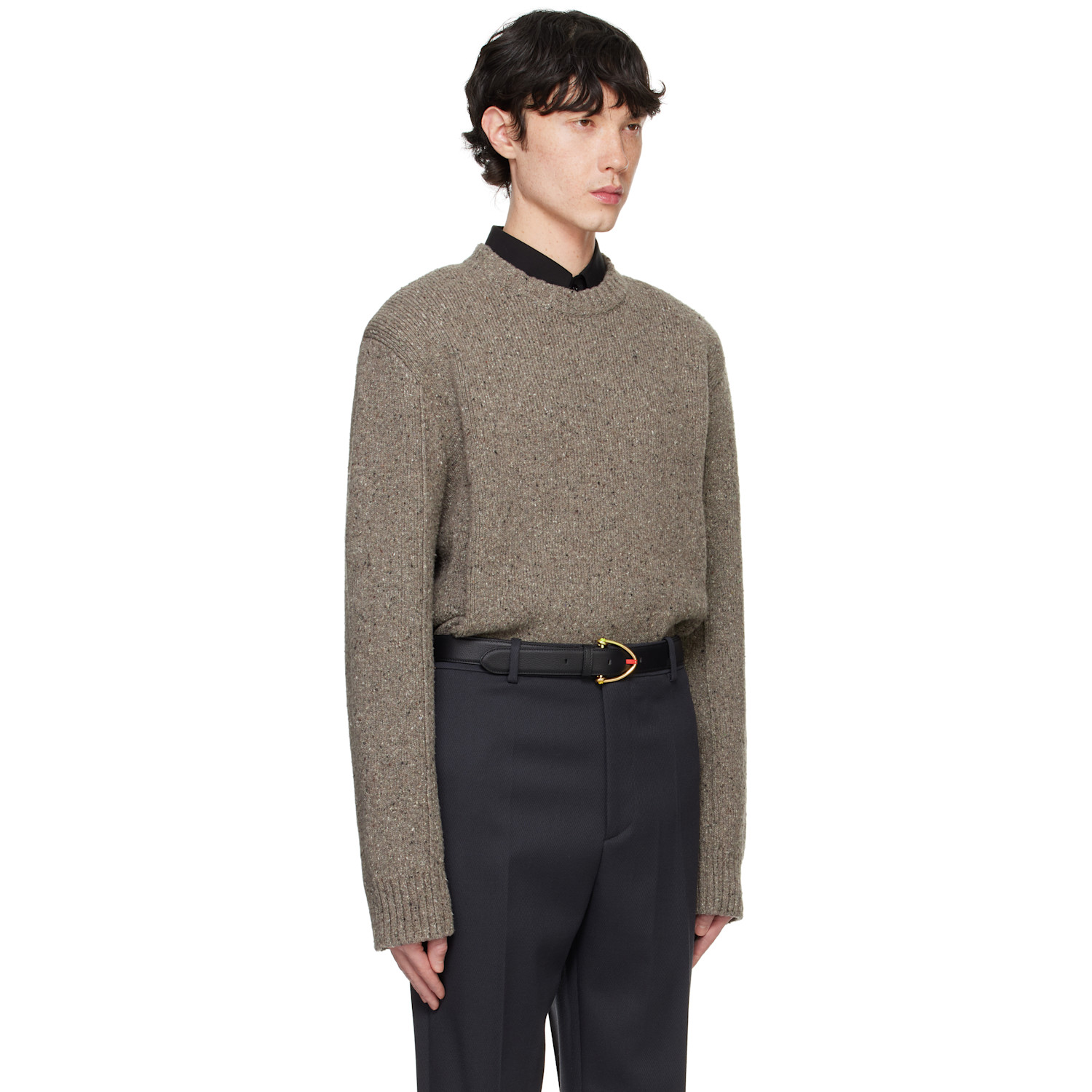  Bottega Veneta Taupe Wool Tailored Sweater 