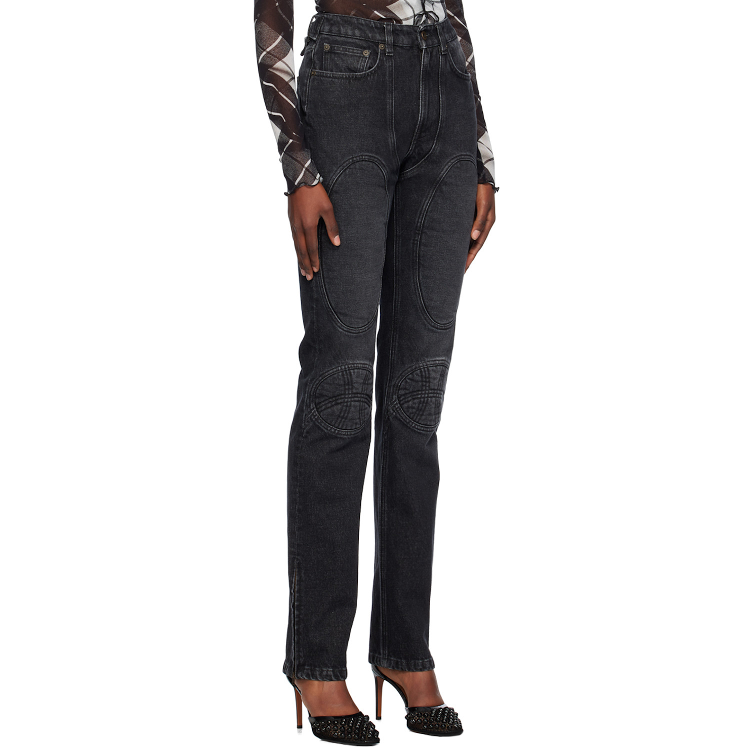  Jean Paul Gaultier Black Lace-up Jeans 