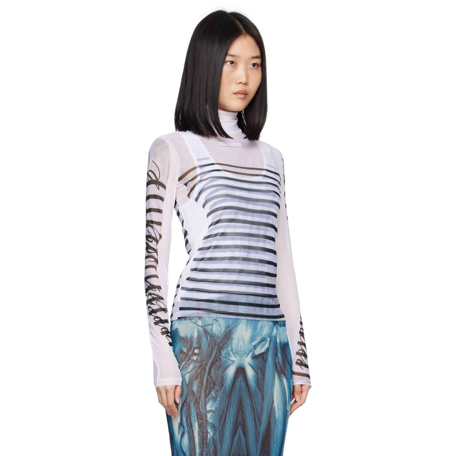  Jean Paul Gaultier White 'the Marinière' Turtleneck 