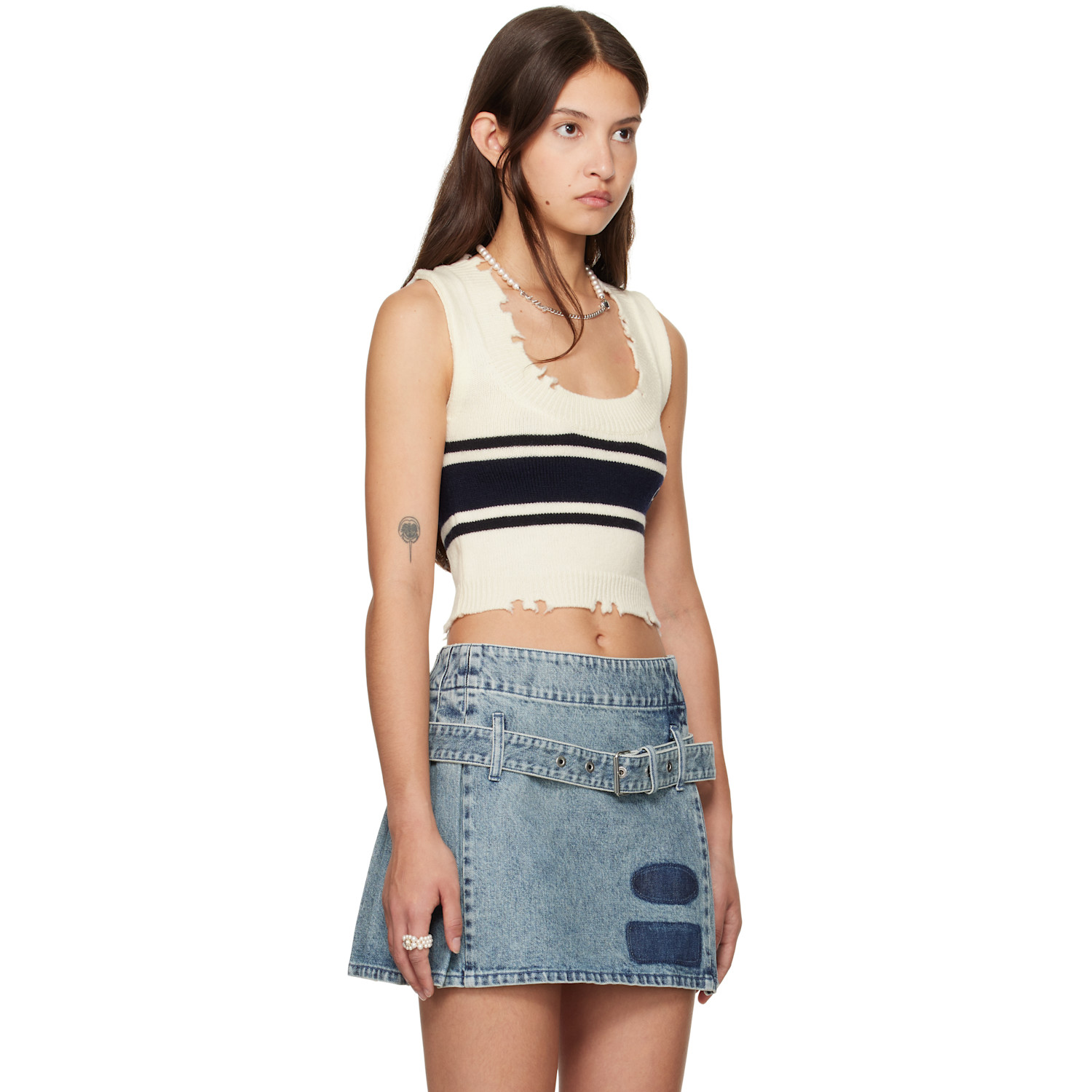  Ambush Off-white Destroyed Rib Round Neck Vest 