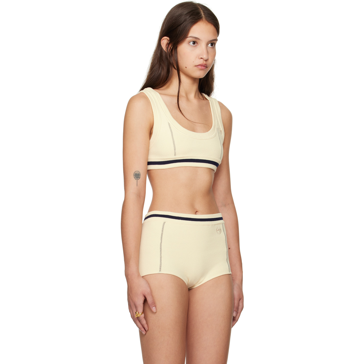  Ambush Off-white Contrast Stitch Bra Top 