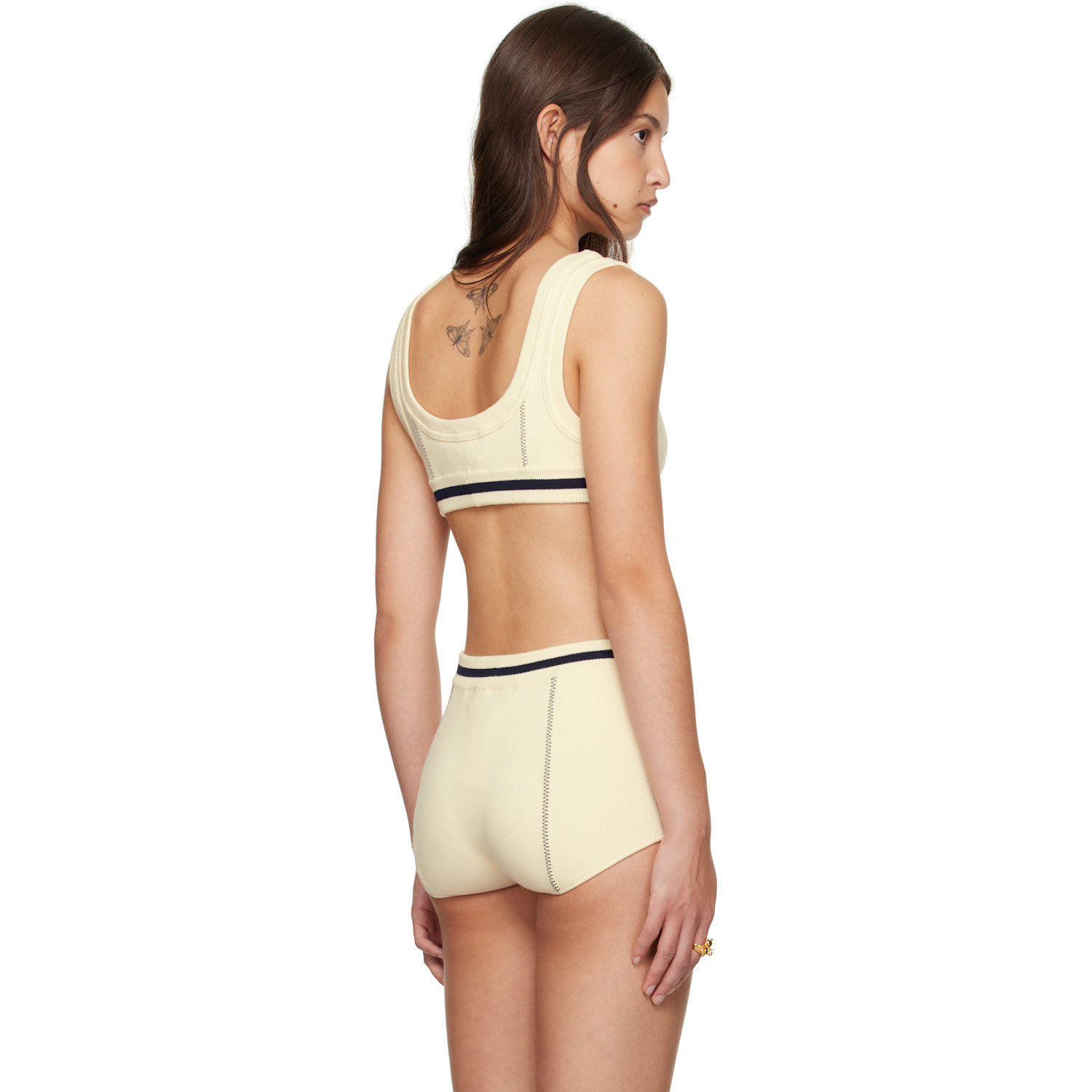  Ambush Off-white Contrast Stitch Bra Top 