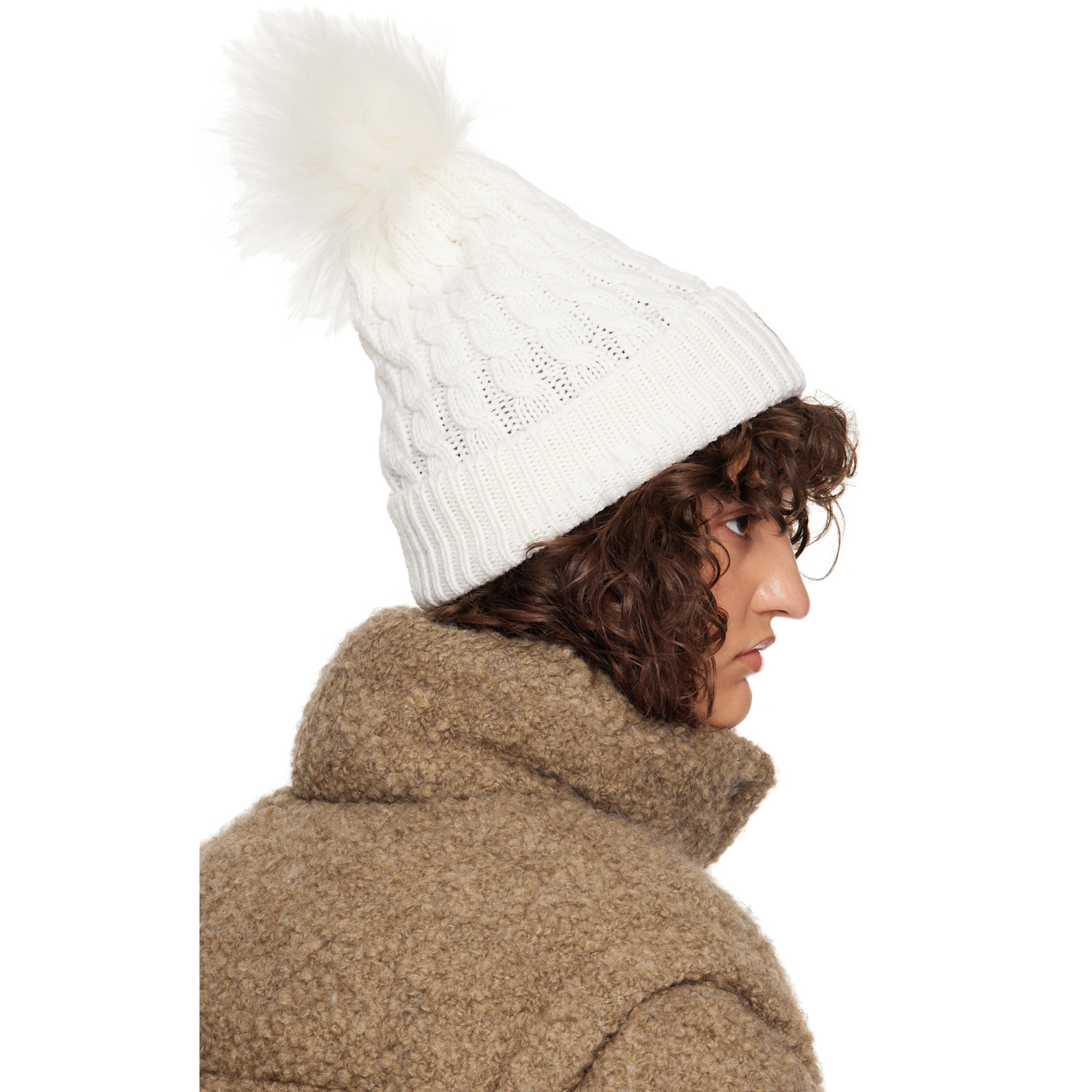  Moncler Grenoble White Wool Pom Pom Beanie 