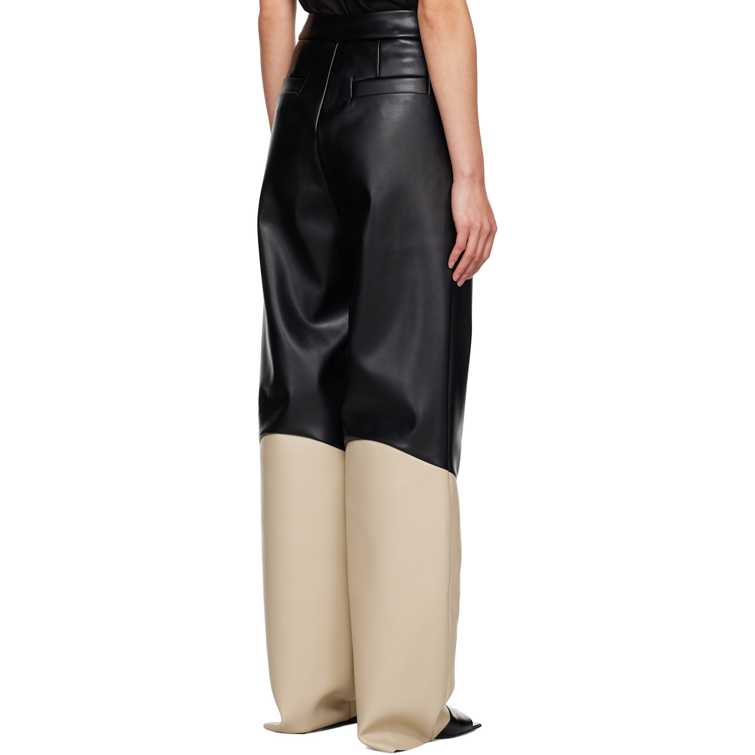  Yume Yume Black Bicolor Faux-leather Trousers 