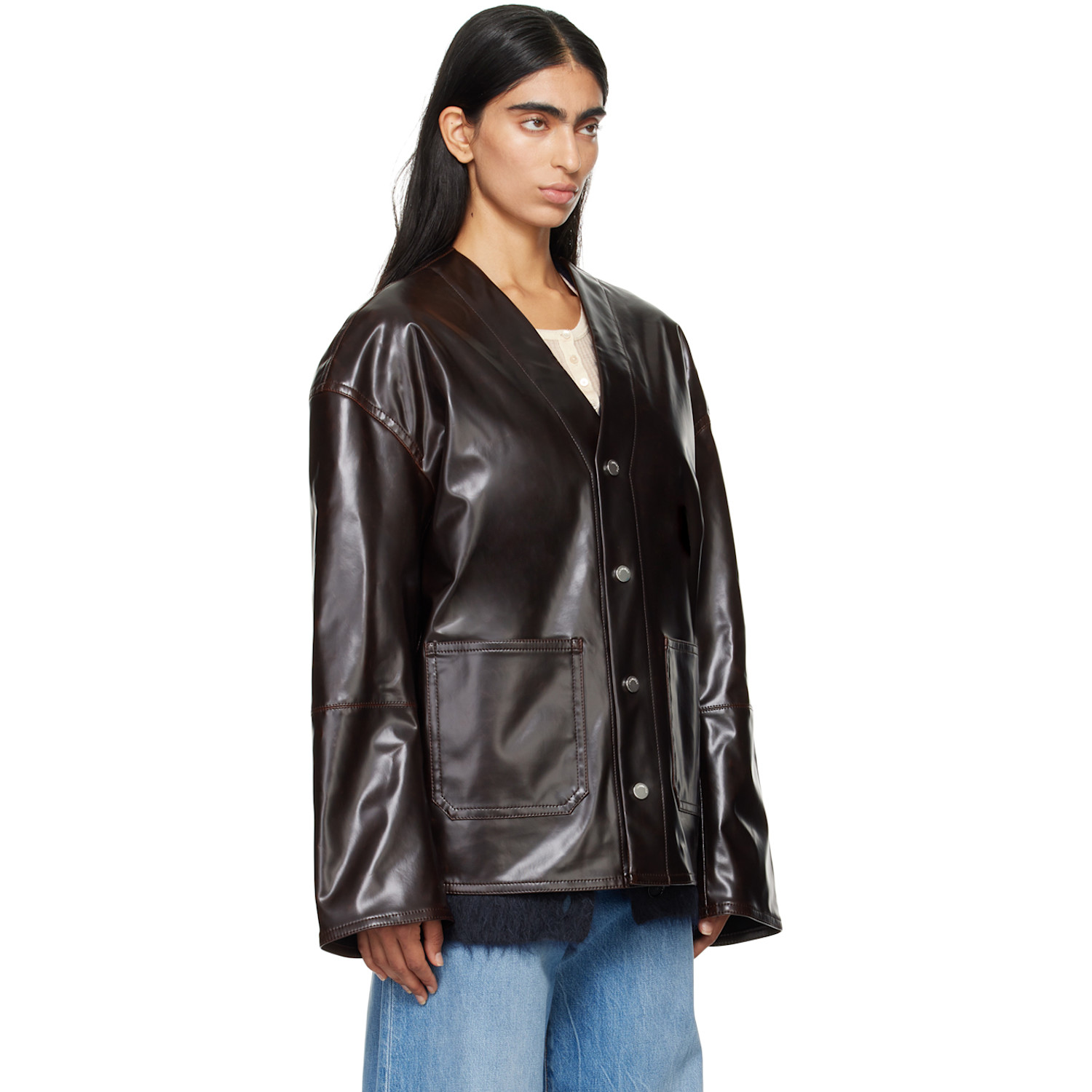  Nanushka Brown Edee Vegan Leather Jacket 