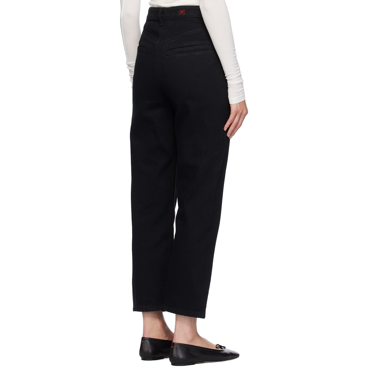  Fax Copy Express Black Red Stitch Straight-leg Jeans 