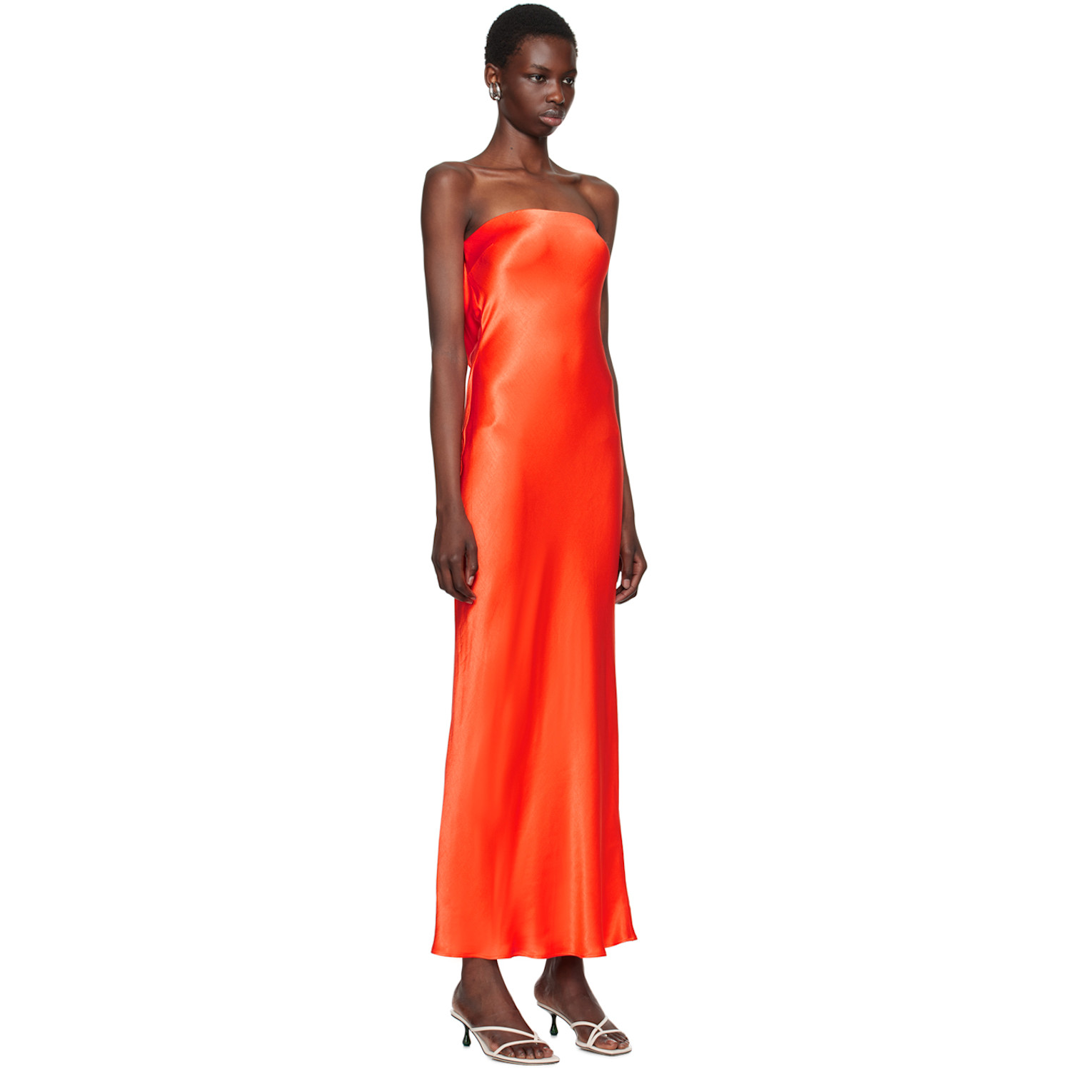  Bec + Bridge Orange Moon Dance Strapless Maxi Dress 