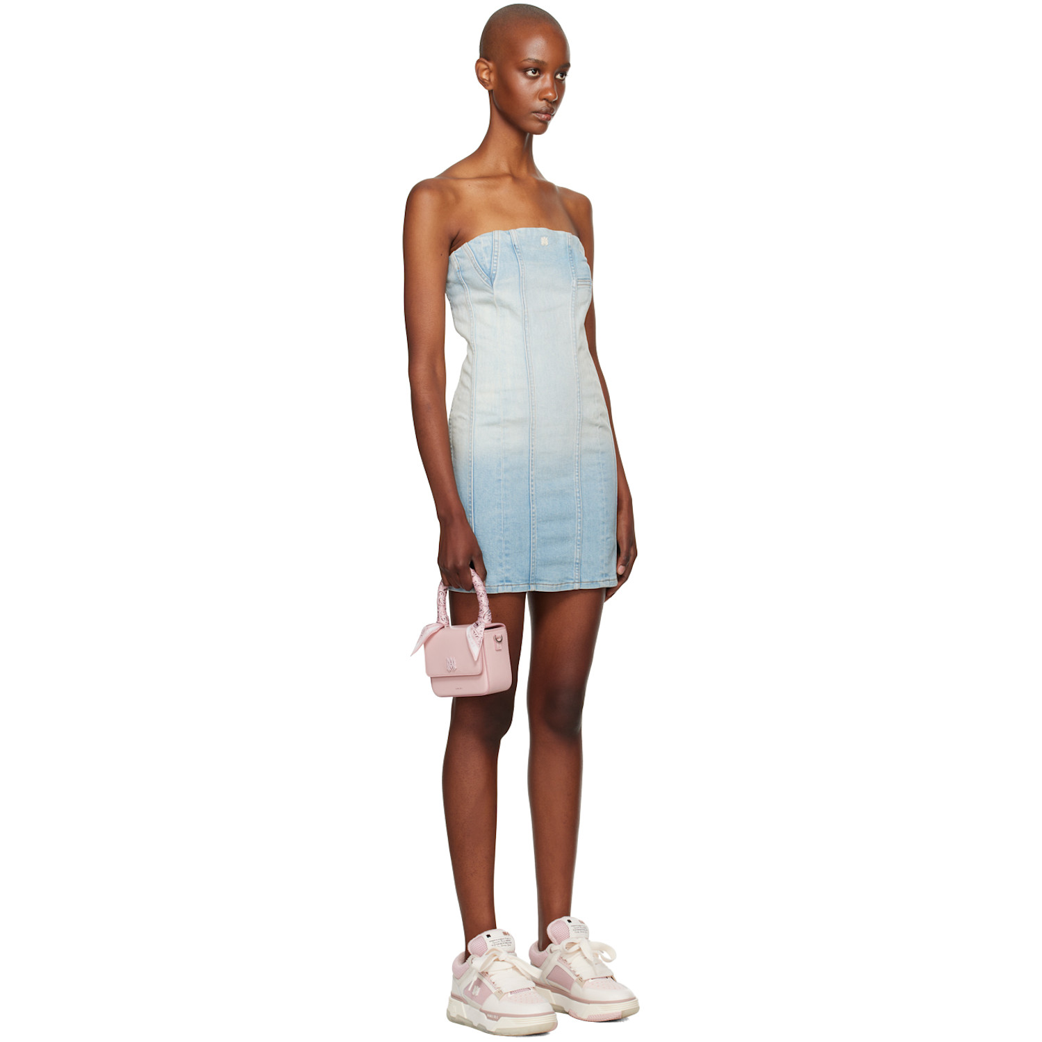  Amiri Blue Ma Bustier Denim Minidress 