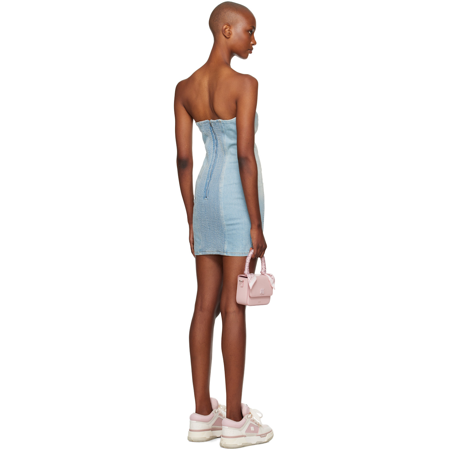  Amiri Blue Ma Bustier Denim Minidress 