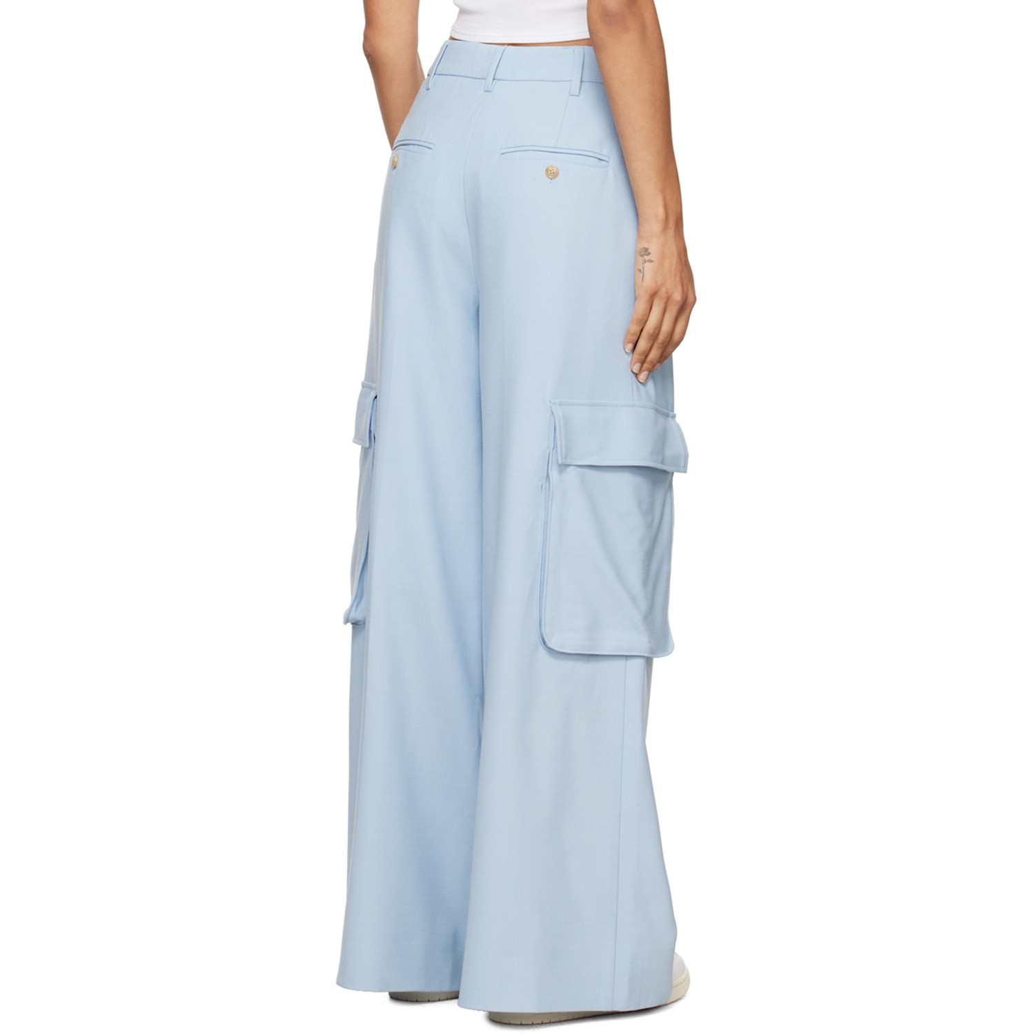  Amiri Blue Wide Leg Pleated Trousers 