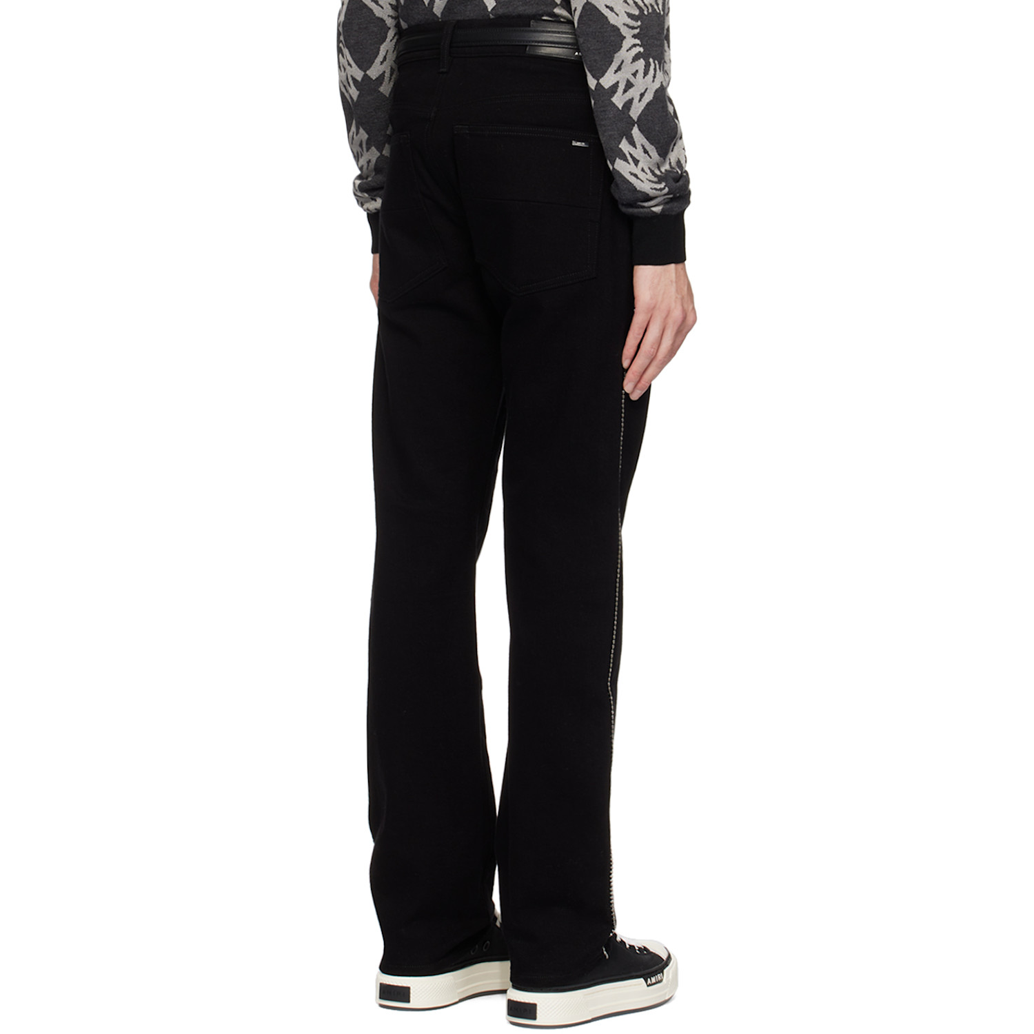  Amiri Black Crystal Stripe Slim Jeans 