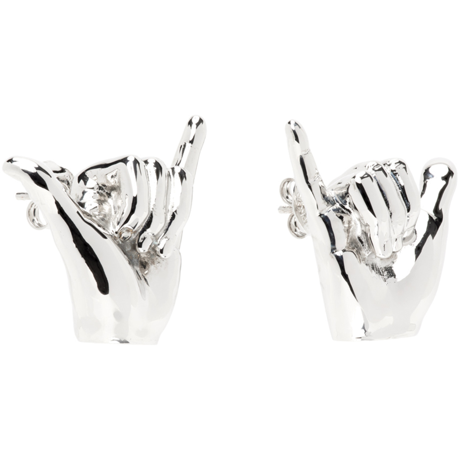  Y/project Silver Mini Shaka Earrings 