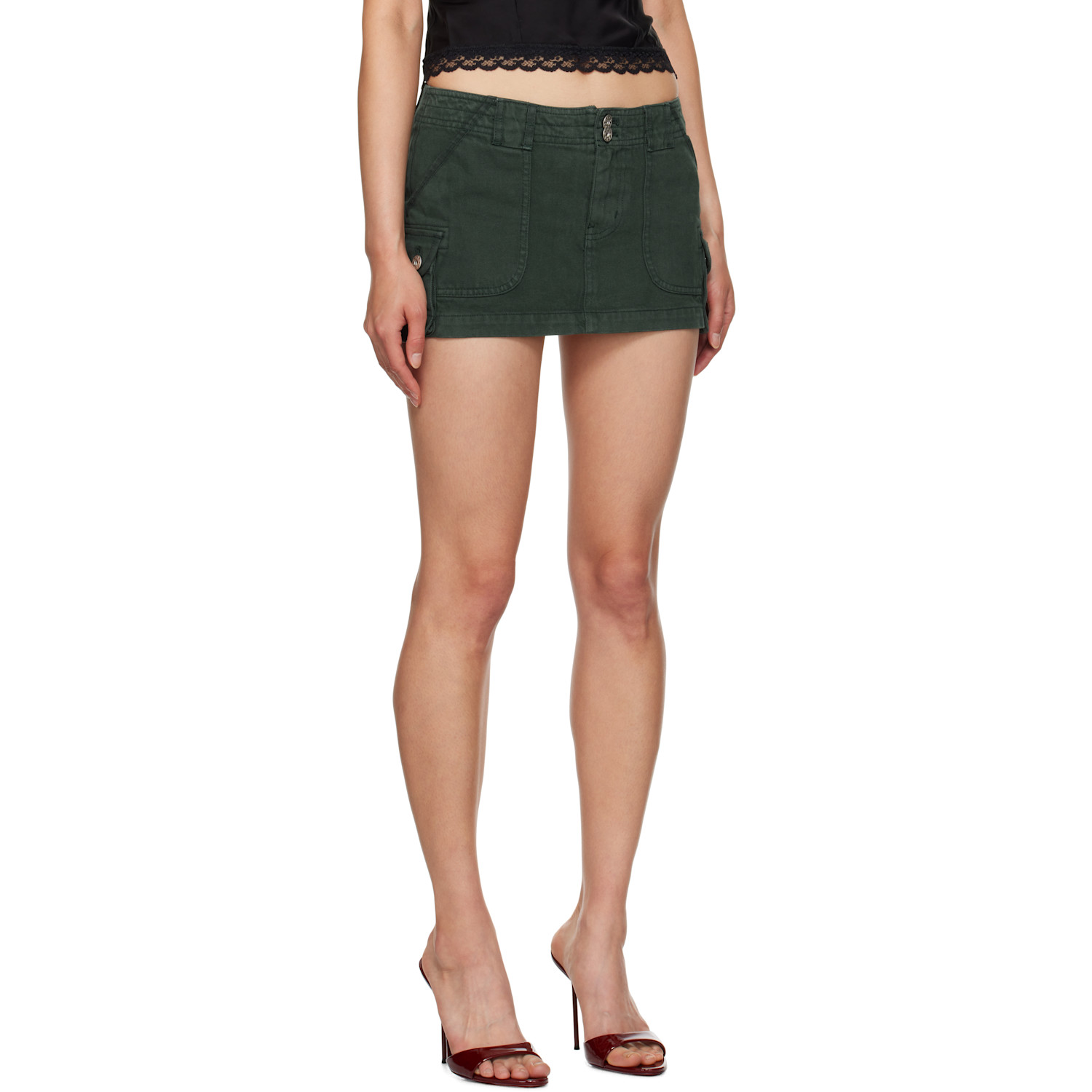  Guizio Ssense Exclusive Green Anais Cargo Miniskirt 
