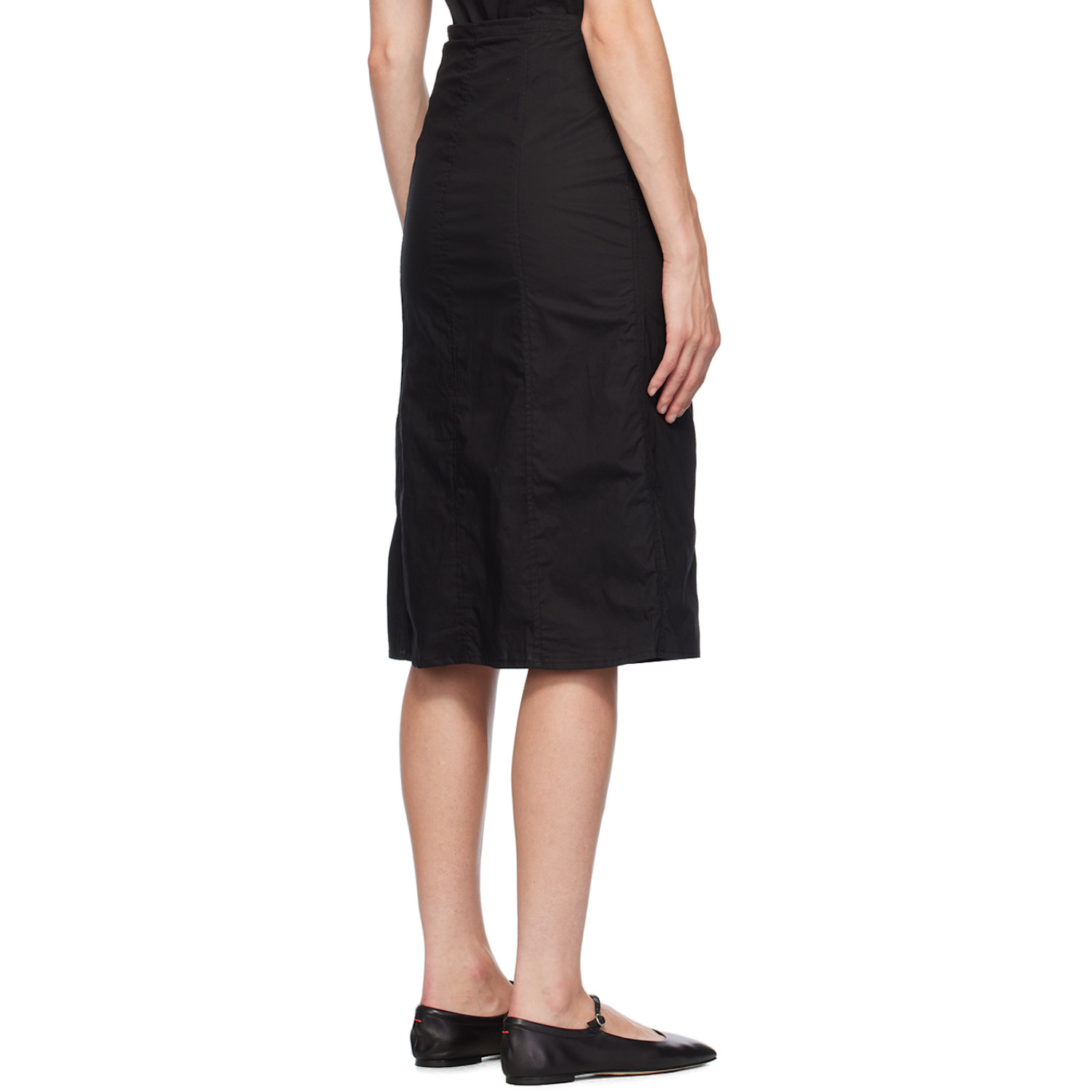  Deiji Studios Black Double Lace Up Midi Skirt 