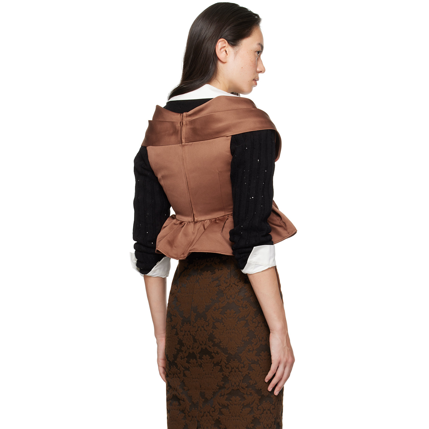  Shushu/tong Brown Three-dimensional Pleated Top 