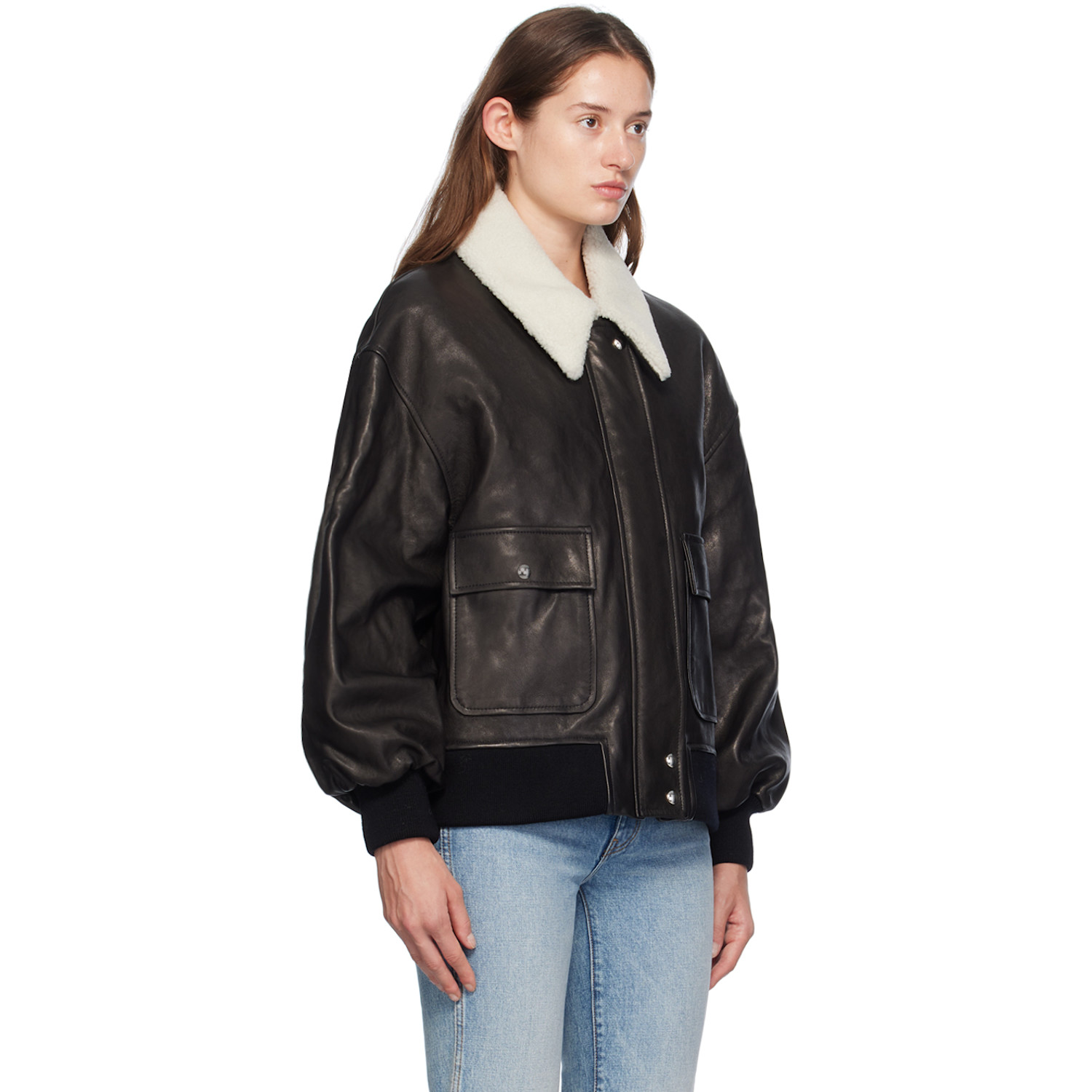  Khaite Black Shellar Leather Jacket 