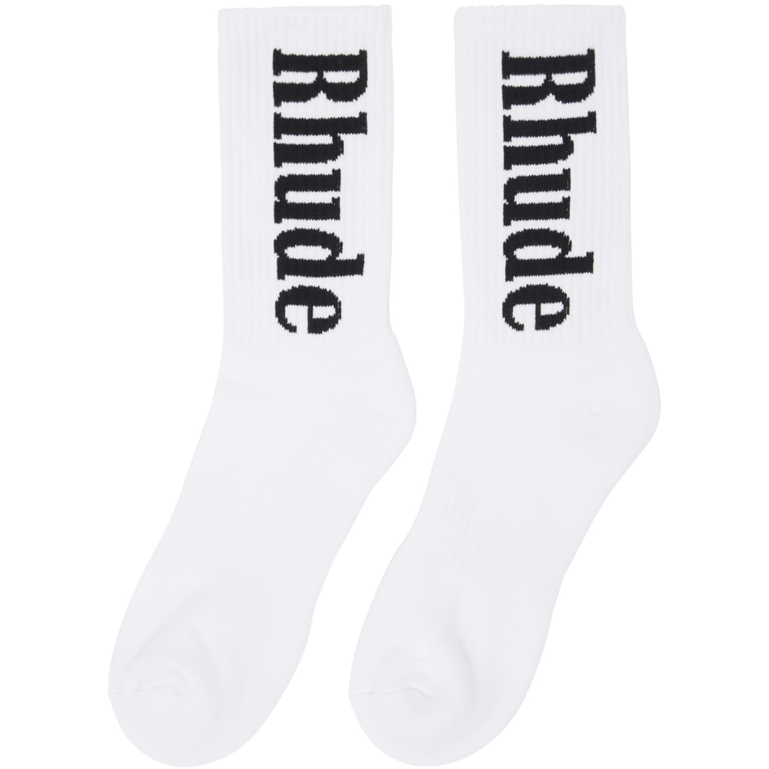  Rhude White Rh Vertical Socks 