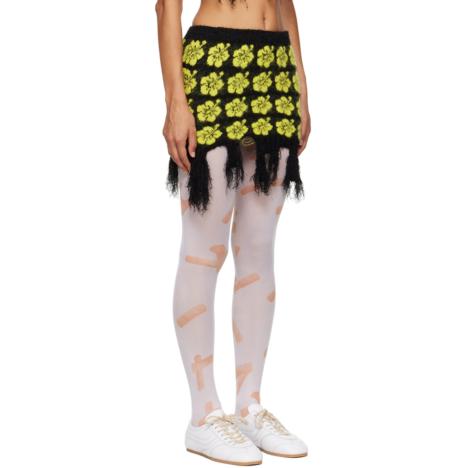  Ashley Williams Black & Yellow Ganguro Floral Miniskirt 