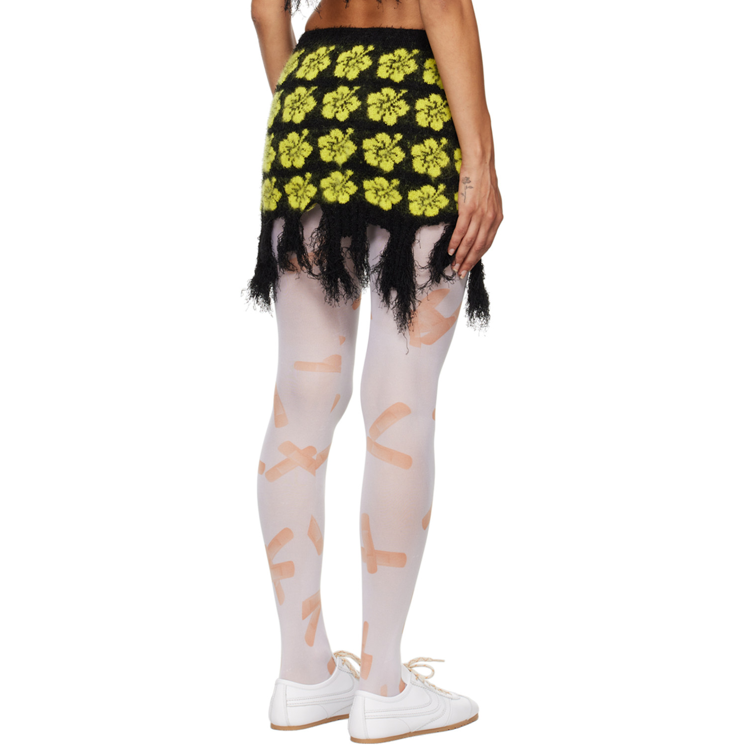  Ashley Williams Black & Yellow Ganguro Floral Miniskirt 