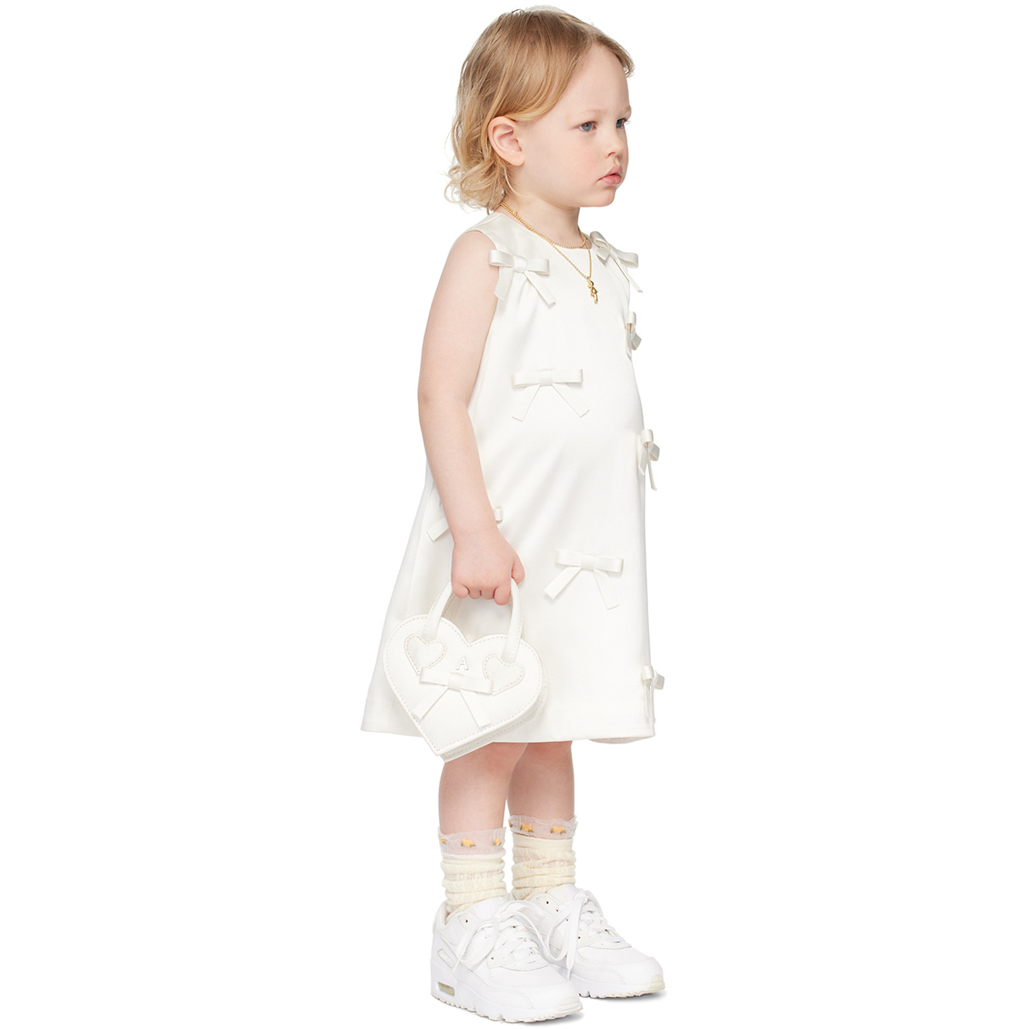  Ashley Williams Ssense Exclusive Kids Off-white Bow Dress 