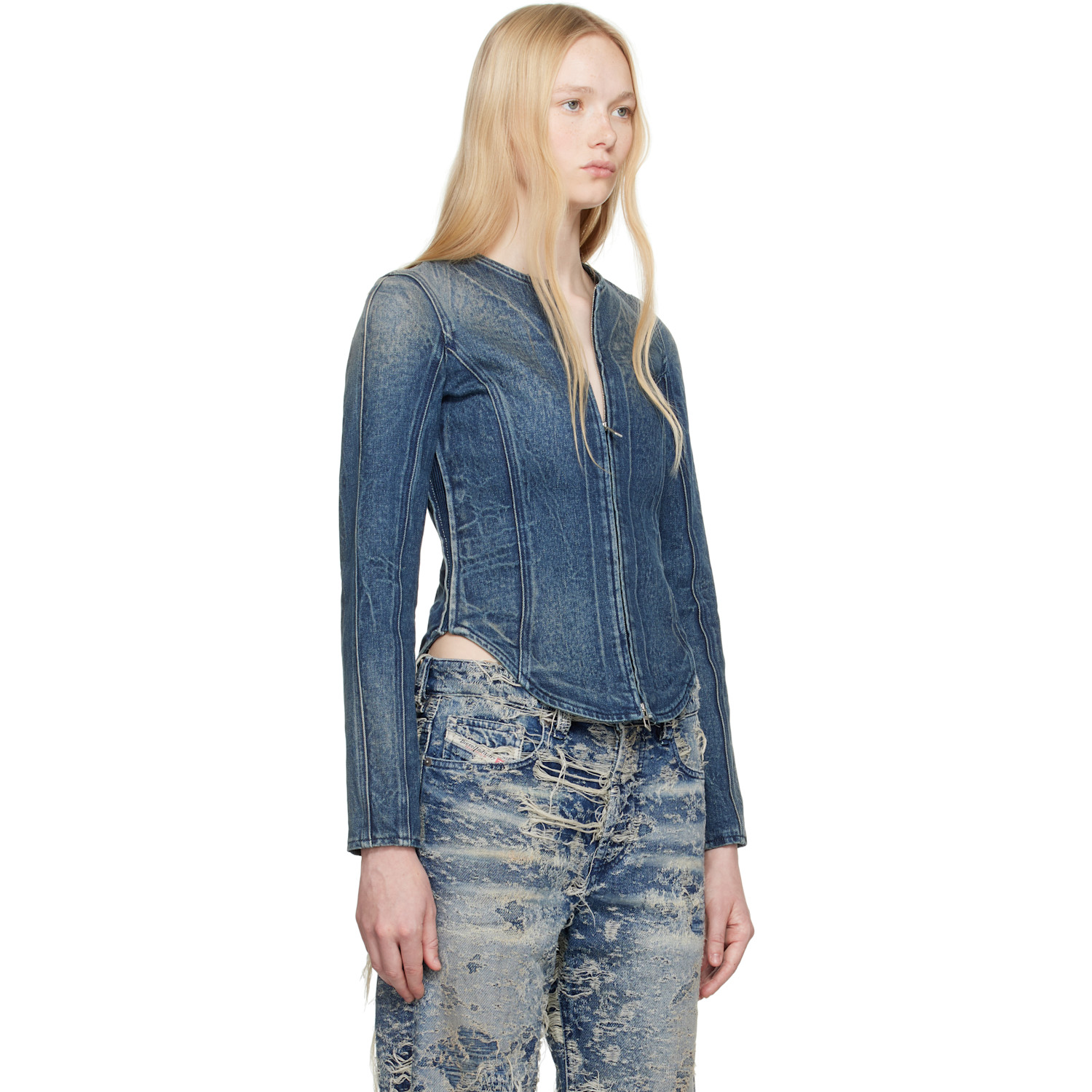  Diesel Navy De-gary-fsg Denim Jacket 