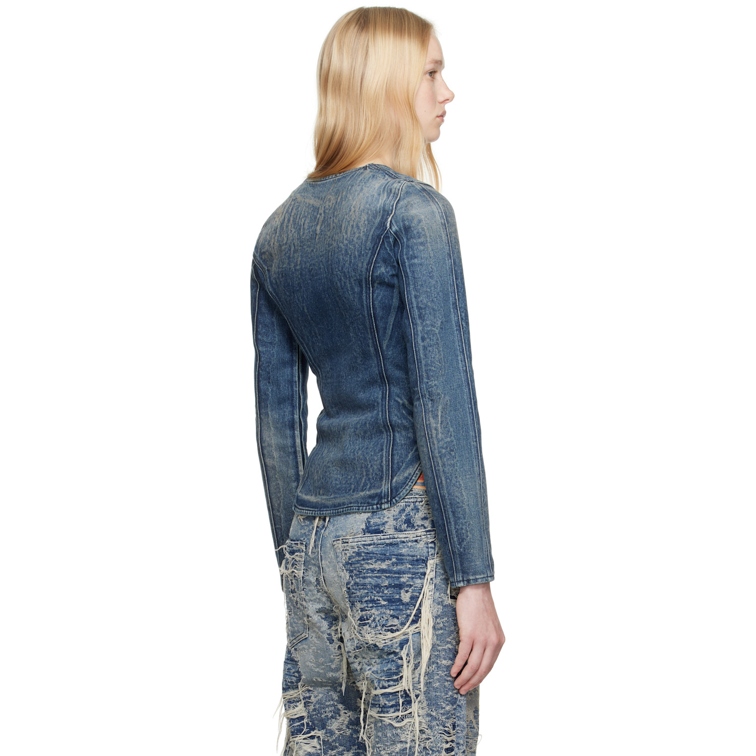  Diesel Navy De-gary-fsg Denim Jacket 