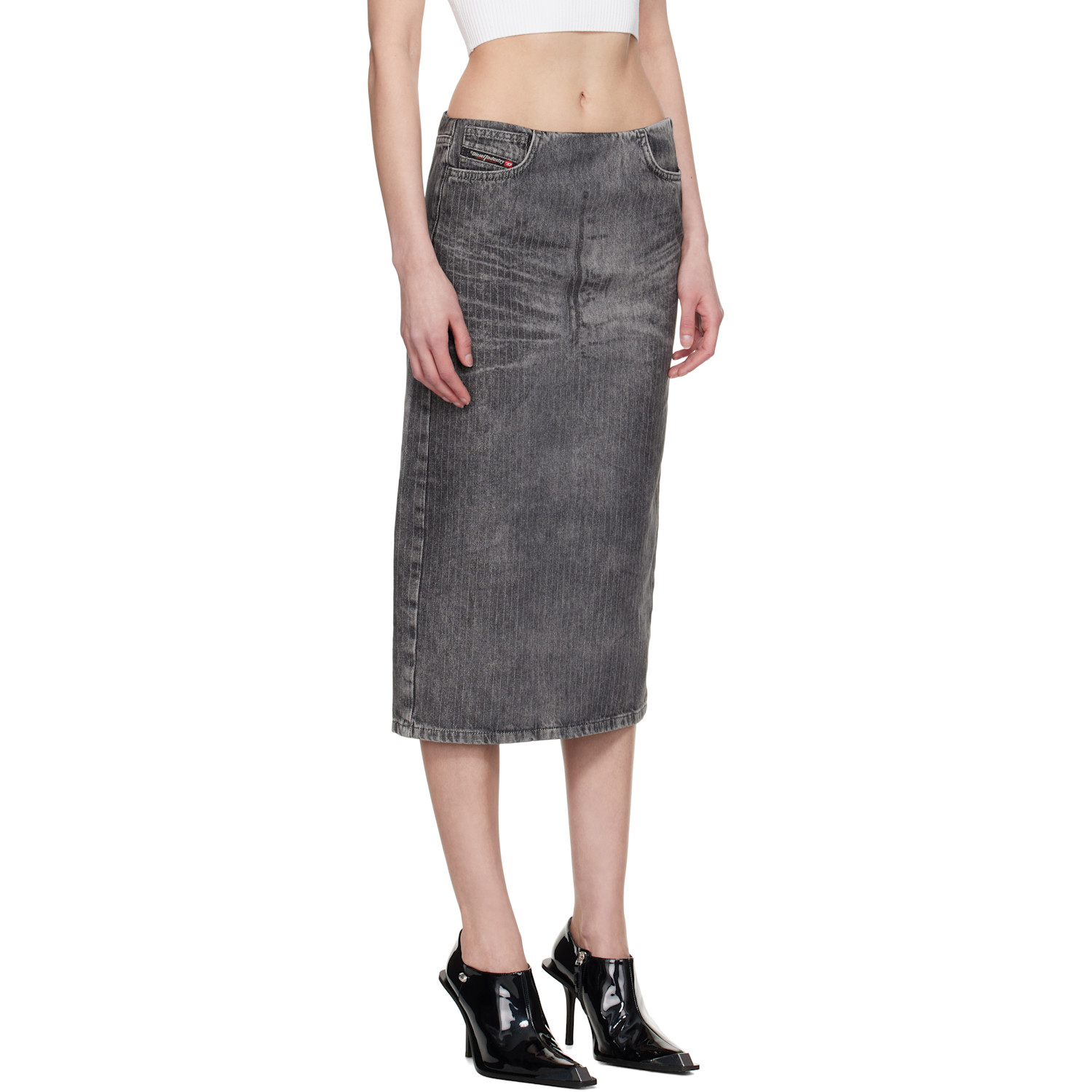  Diesel Gray De-pra-s4 Denim Midi Skirt 