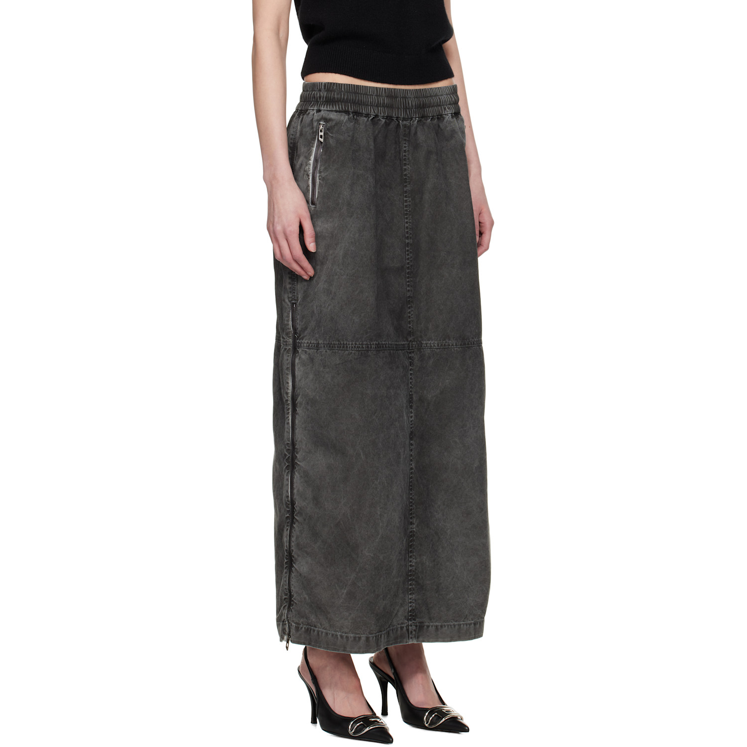 Diesel Gray O-hazel-q2 Denim Maxi Skirt 