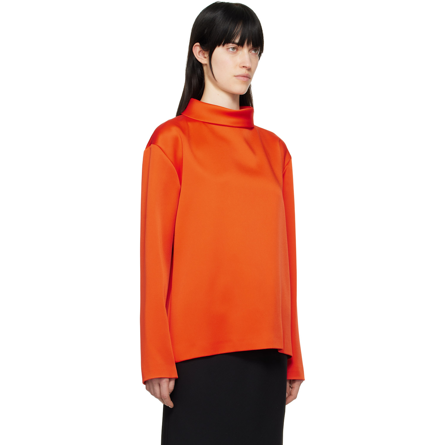  Carven Orange Double Satin Blouse 