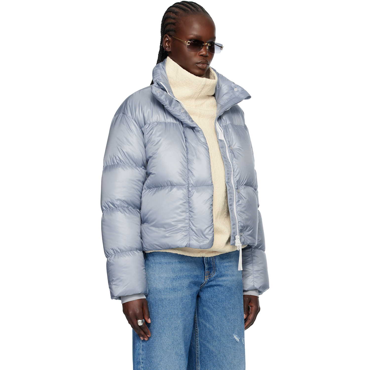  Canada Goose Blue 'white Label' Cypress Cropped Down Jacket 