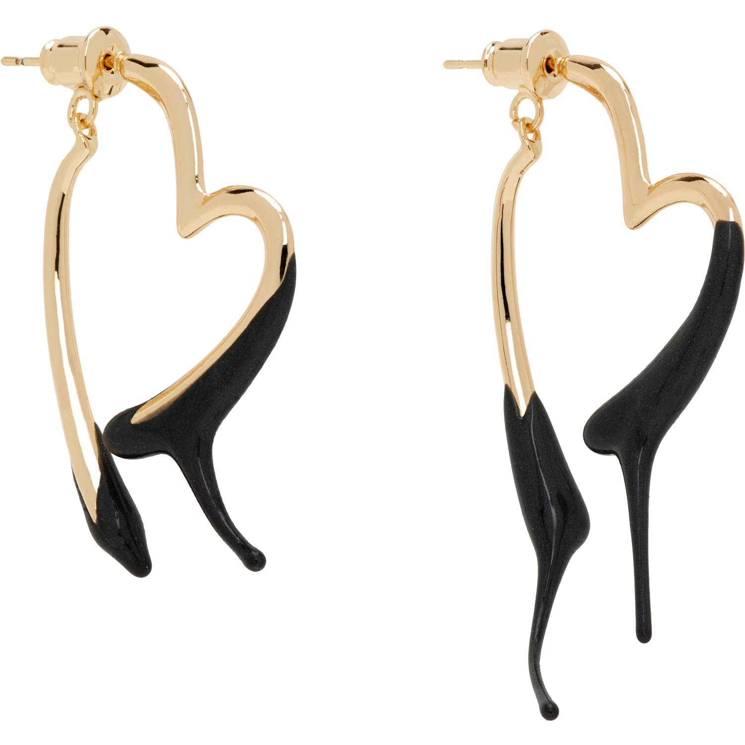  Ottolinger Gold & Black Heart Earrings 