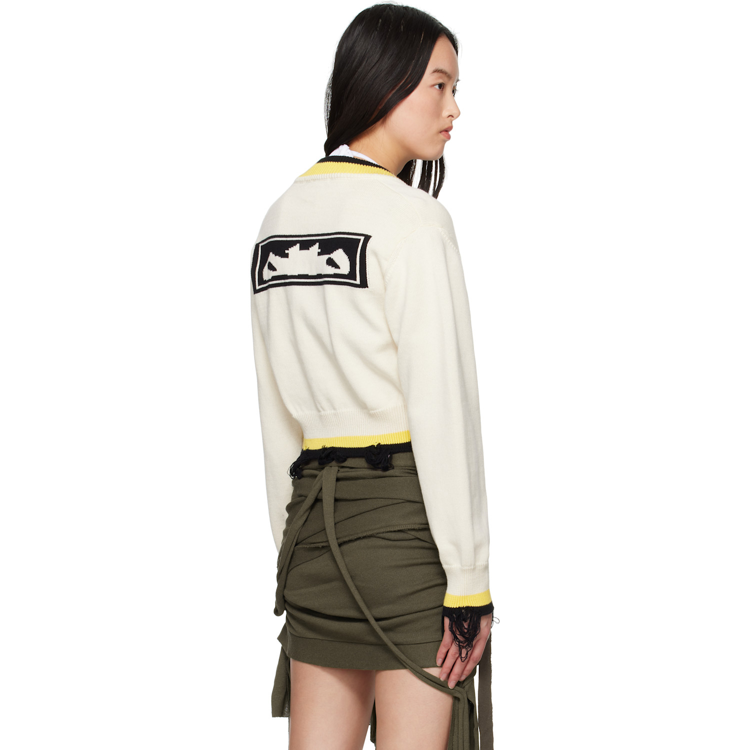  Ottolinger Off-white Cropped V-neck Sweater 