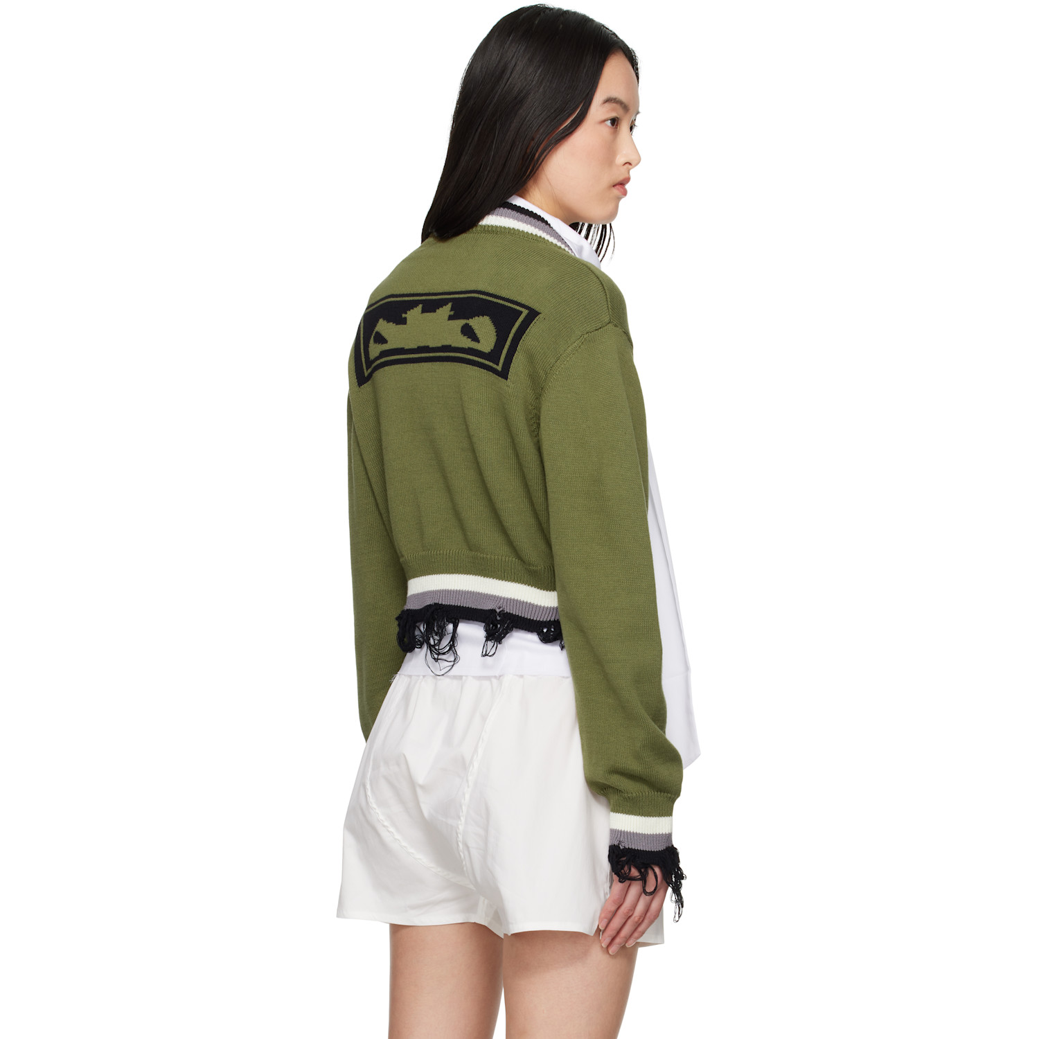  Ottolinger Green Cropped V-neck Sweater 