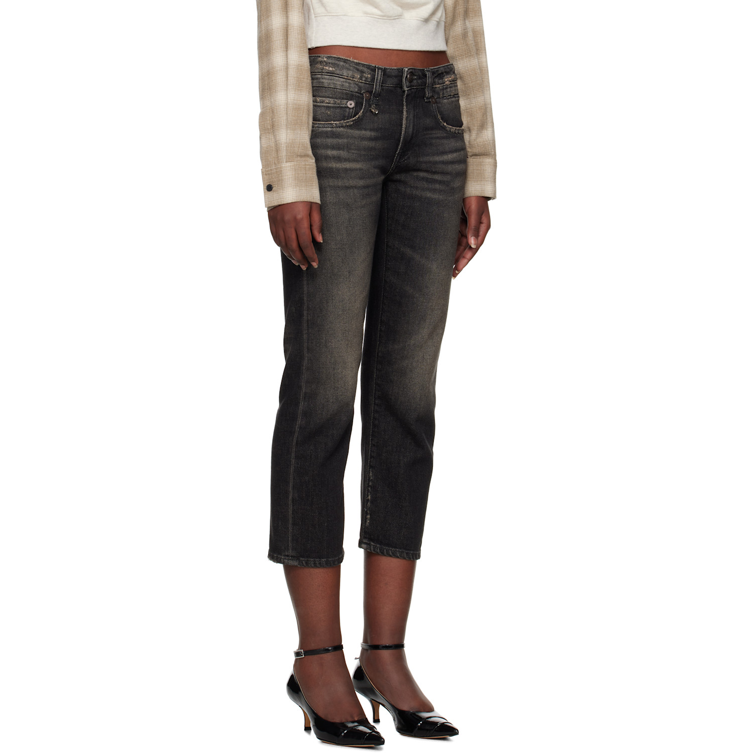  R13 Black Boy Straight Jeans 