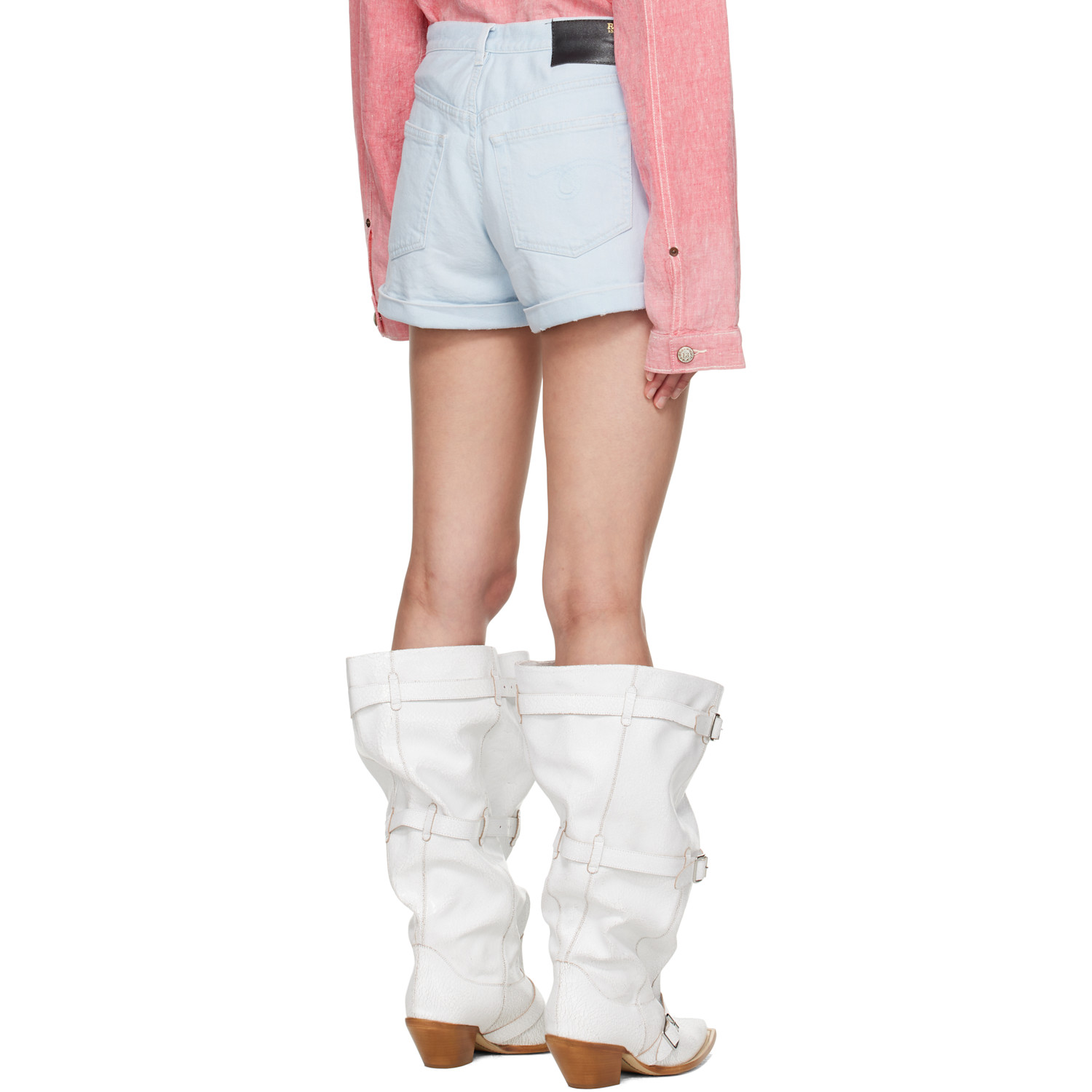  R13 Blue Pouch Pocket Denim Shorts 