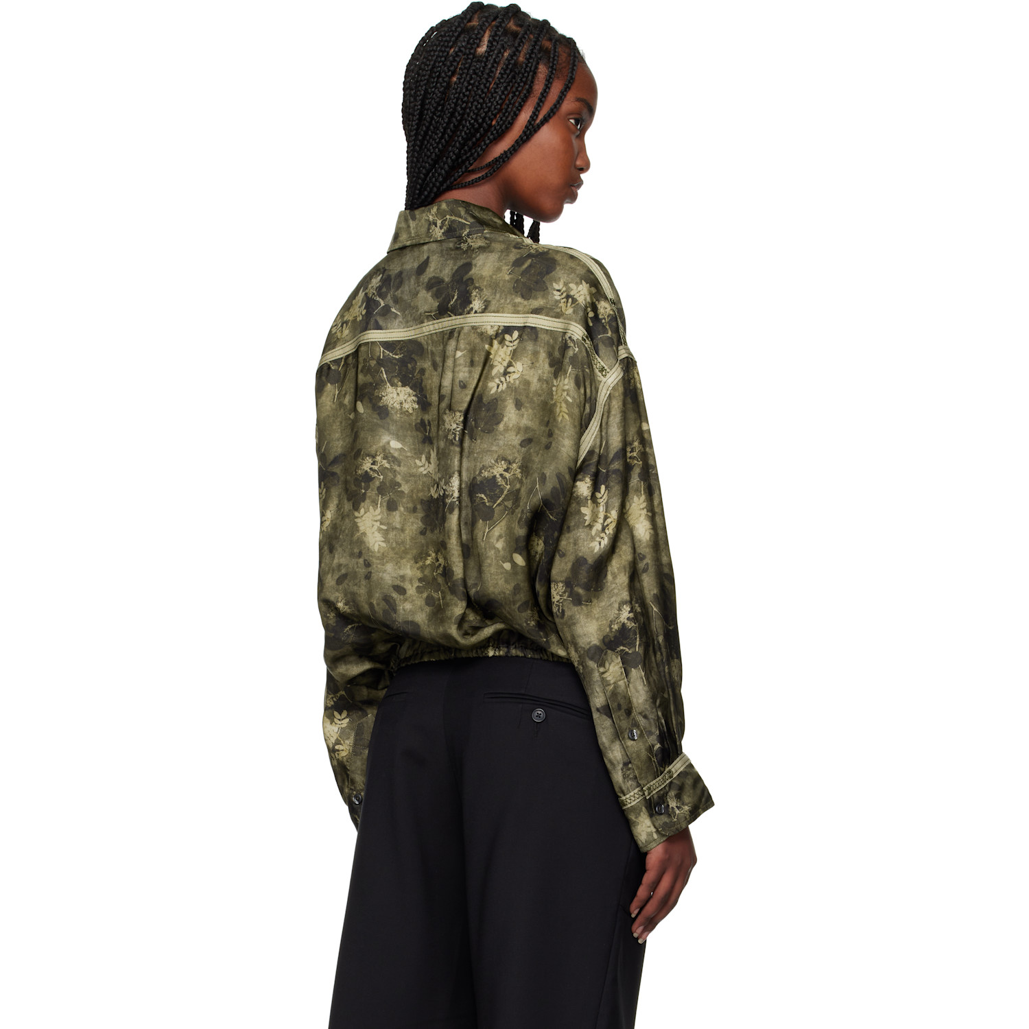  R13 Khaki Taped Crossover Bubble Shirt 