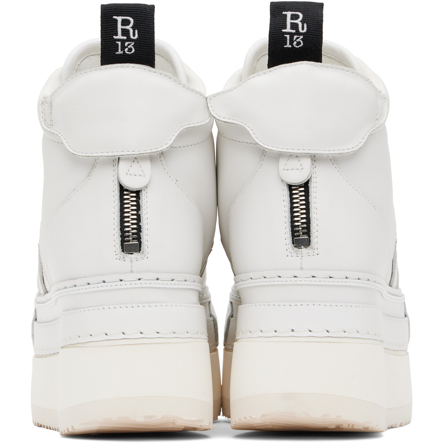  R13 White Riot Leather High Top Sneakers 