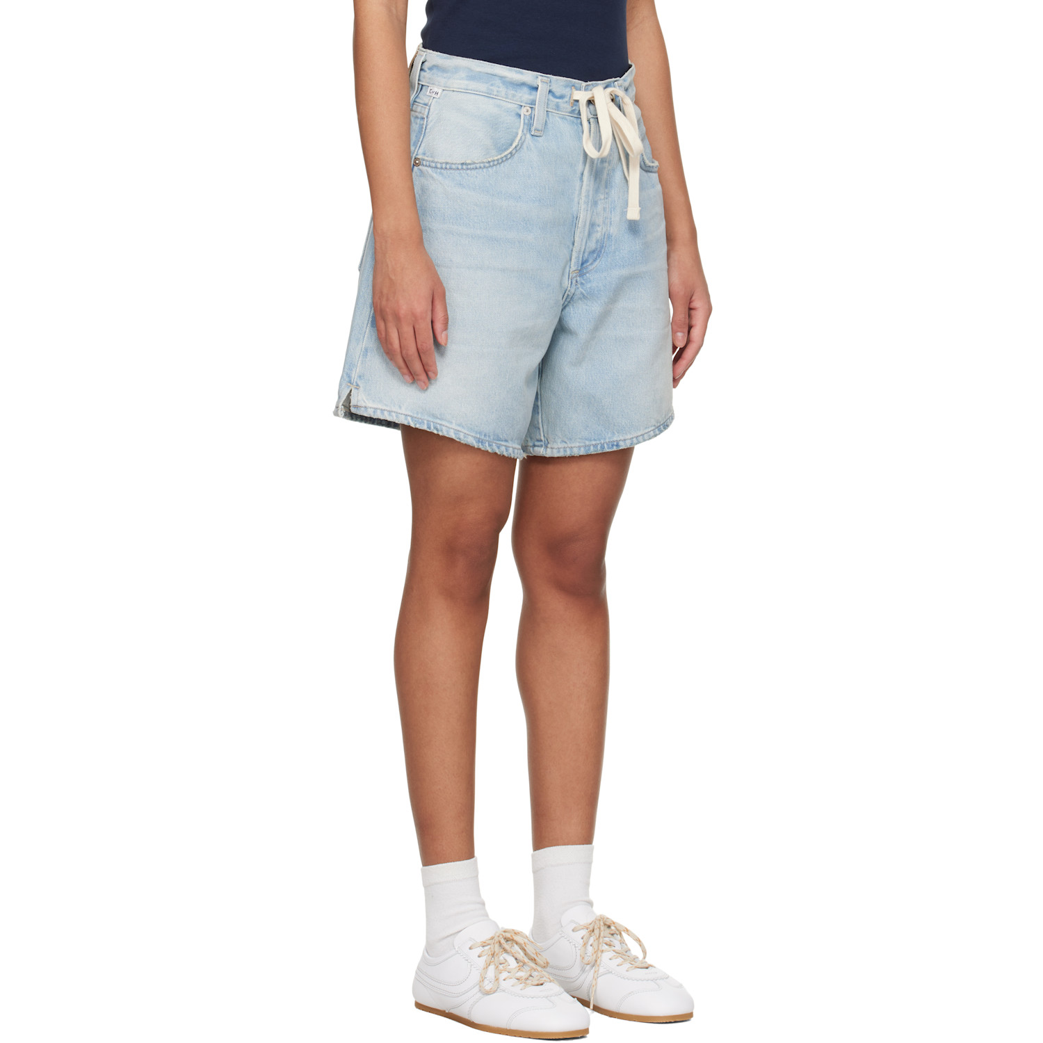  Citizens Of Humanity Blue Brynn Drawstring Denim Shorts 