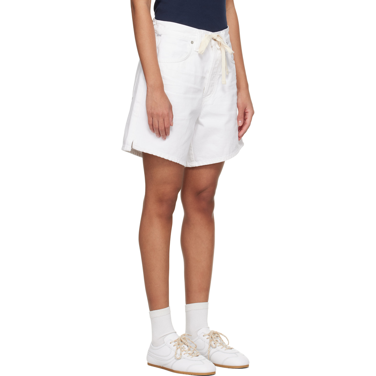  Citizens Of Humanity White Brynn Drawstring Denim Shorts 