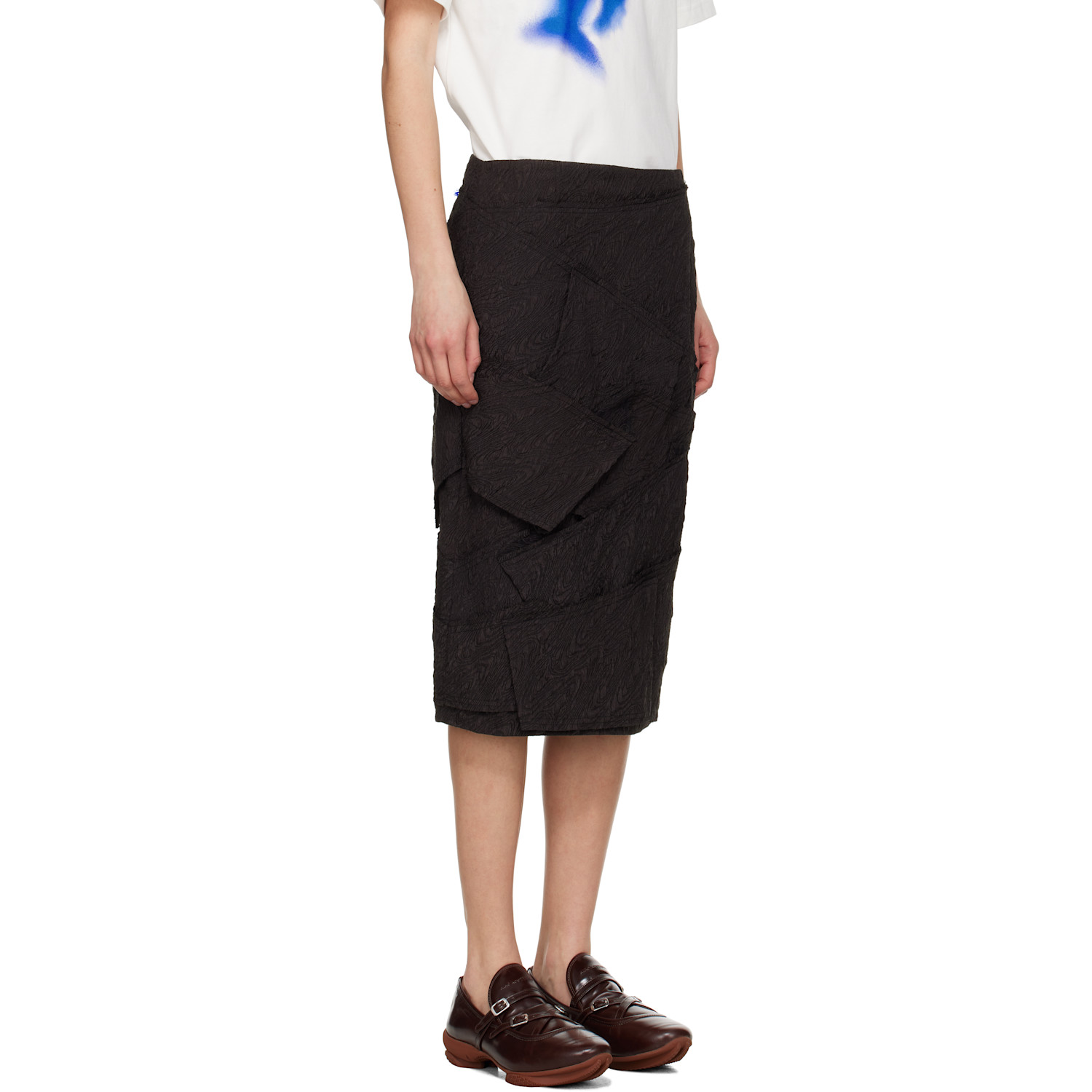  Ader Error Black Raw Edge Midi Skirt 