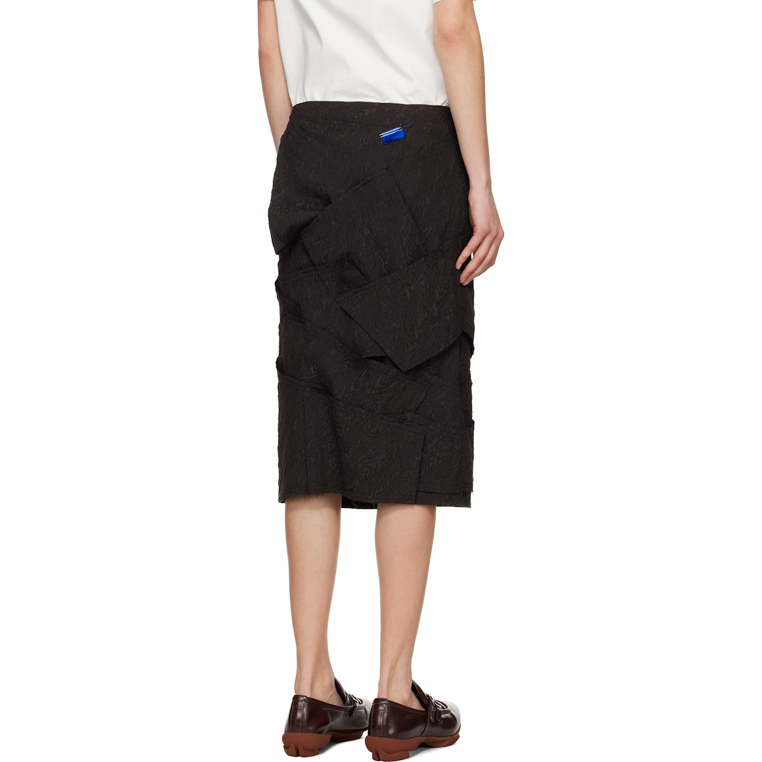  Ader Error Black Raw Edge Midi Skirt 